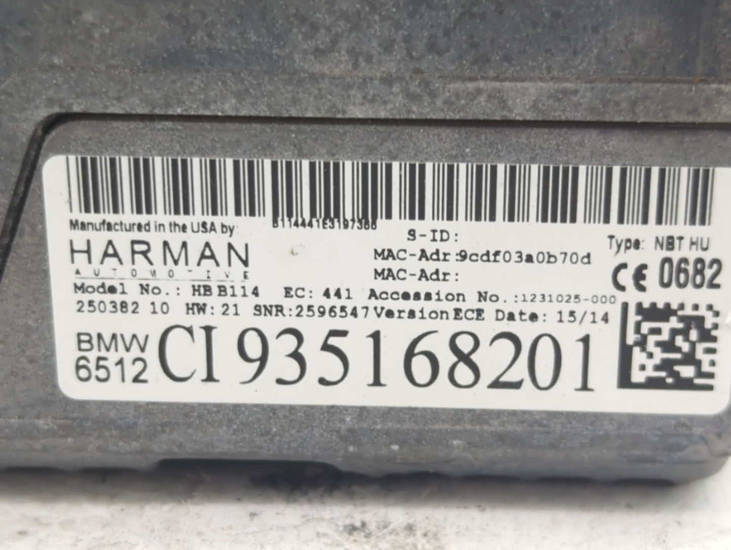 2014 Bmw 428i Radio AM FM Cd Player Receiver Replacement P/N:CI935168201 HBB114, B069/2133687, B114441E Fits OEM Used Auto P