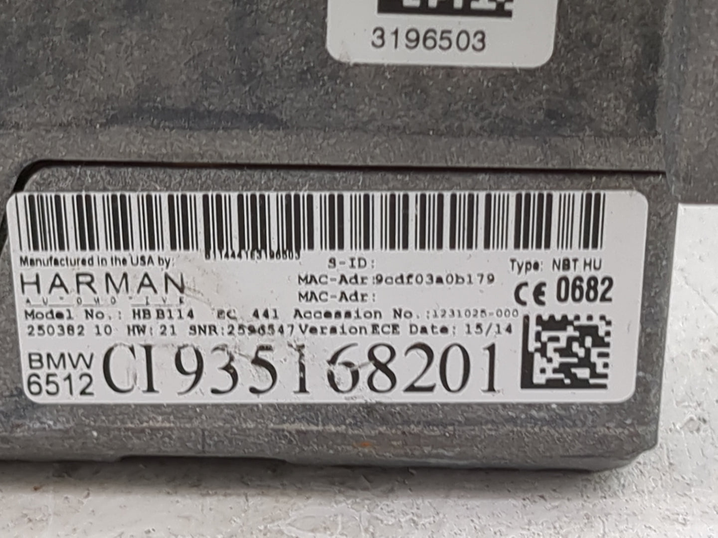 2014 Bmw 528 Radio AM FM Cd Player Receiver Replacement P/N:HBB114 9357168201, B0692133687, B114441E Fits OEM Used Auto Part
