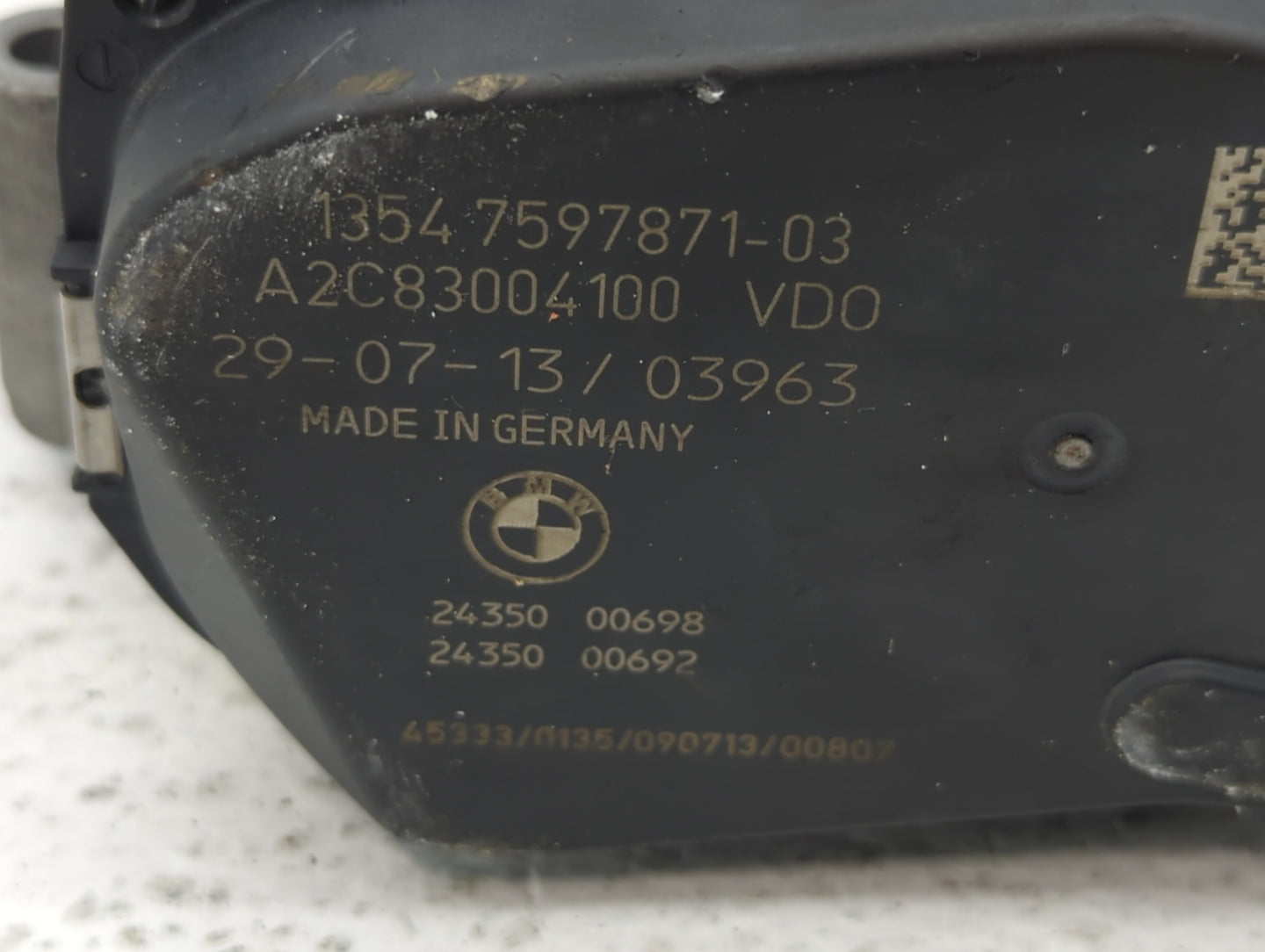 2010-2017 Bmw 535i Throttle Body P/N:1354 7597871-01 1354 7597871-03 Fits OEM Used Auto Parts - Oemusedautoparts1.com