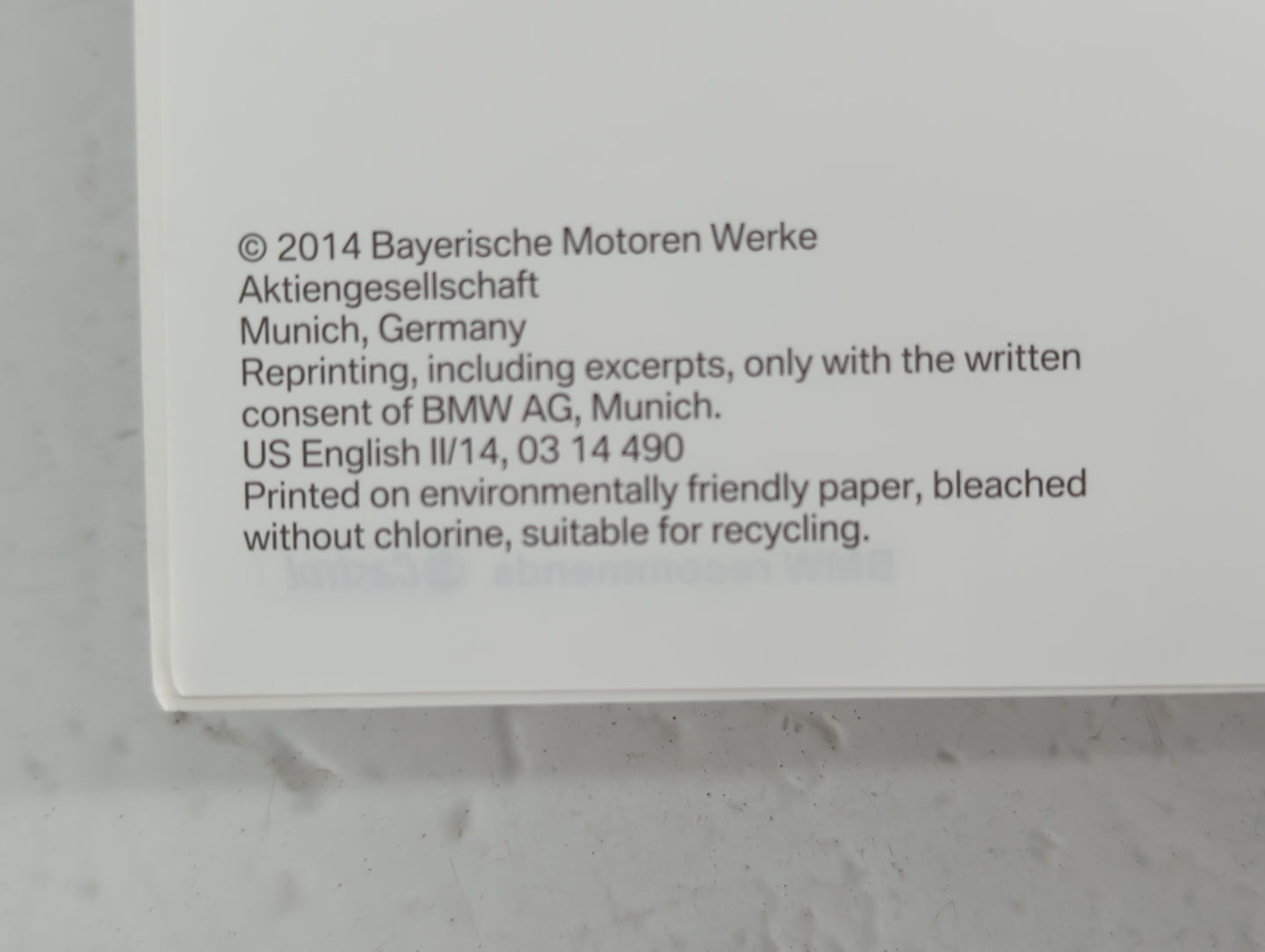 2014 Bmw X5 Owners Manual Book Guide OEM Used Auto Parts - Oemusedautoparts1.com