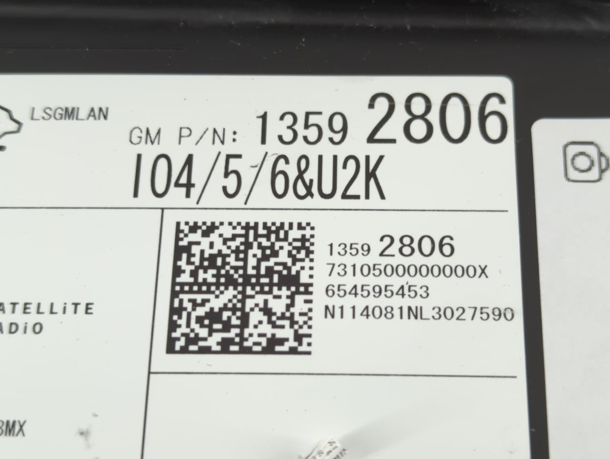 2014 Buick Lacrosse Radio AM FM Cd Player Receiver Replacement P/N:13592806 OEM Used Auto Parts - Oemusedautoparts1.com