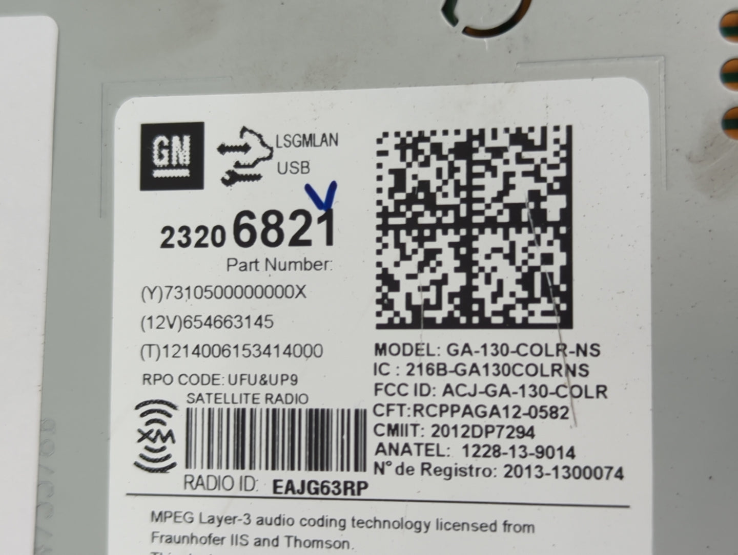 2014 Buick Verano Radio AM FM Cd Player Receiver Replacement P/N:23206821 GA-130-COLR-NS, ACJ-GA-130-COLR, 216B-GA130COLRNS 