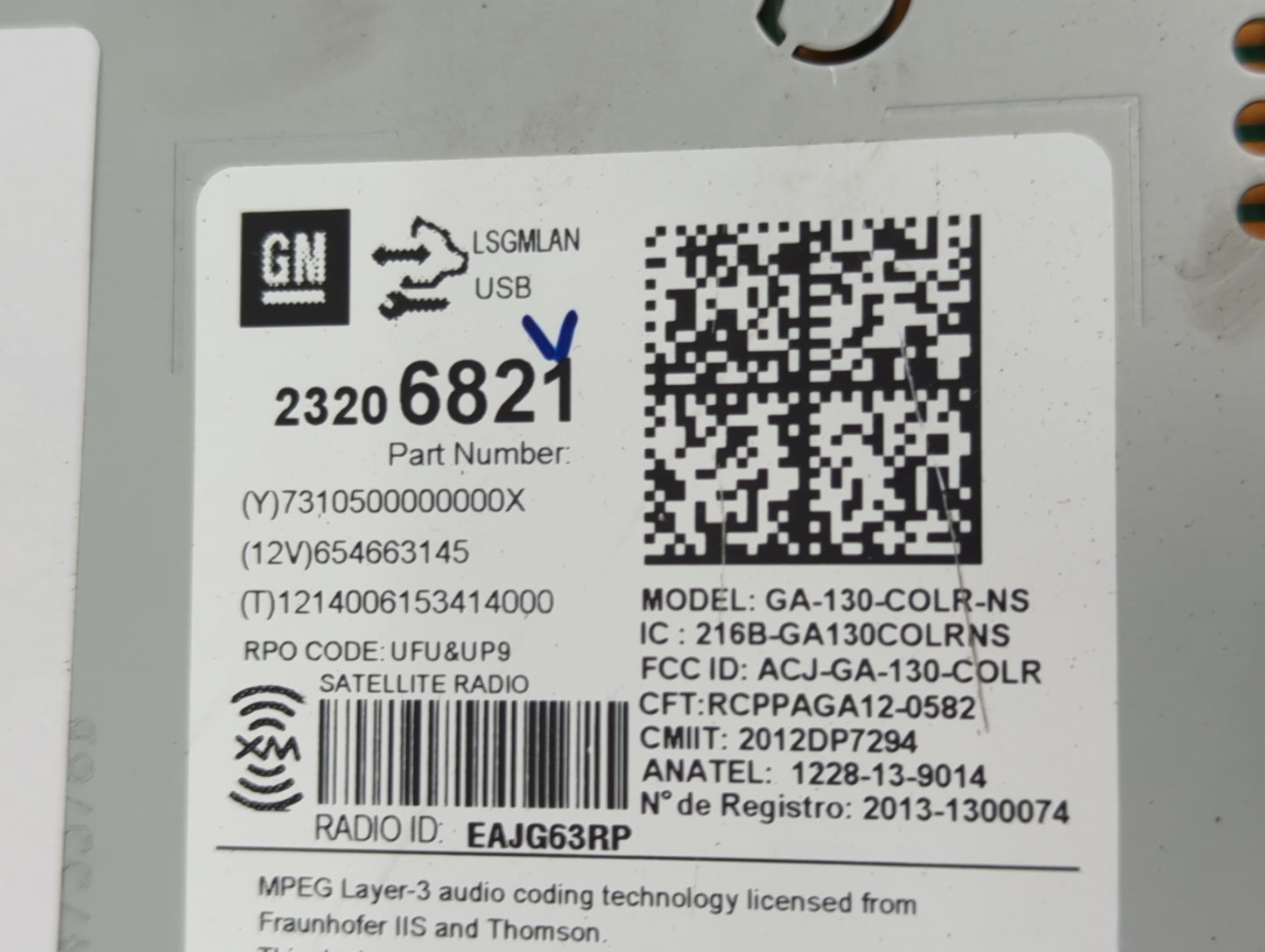 2014 Buick Verano Radio AM FM Cd Player Receiver Replacement P/N:23206821 GA-130-COLR-NS, ACJ-GA-130-COLR, 216B-GA130COLRNS 