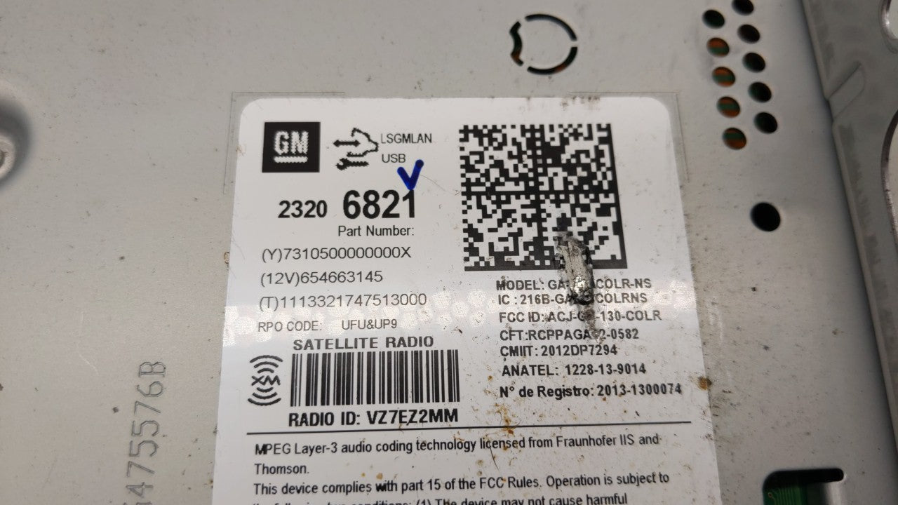 2014 Buick Verano Radio AM FM Cd Player Receiver Replacement P/N:23206821 23184129, 23172122 Fits OEM Used Auto Parts - Oemu