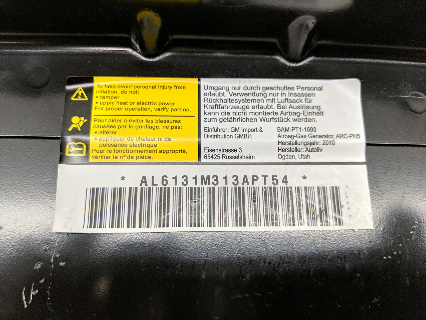 2013-2015 Cadillac Cts Air Bag Passenger Right Dashboard OEM P/N:AL6131M313AP54 Fits Fits 2013 2014 2015 OEM Used Auto Parts
