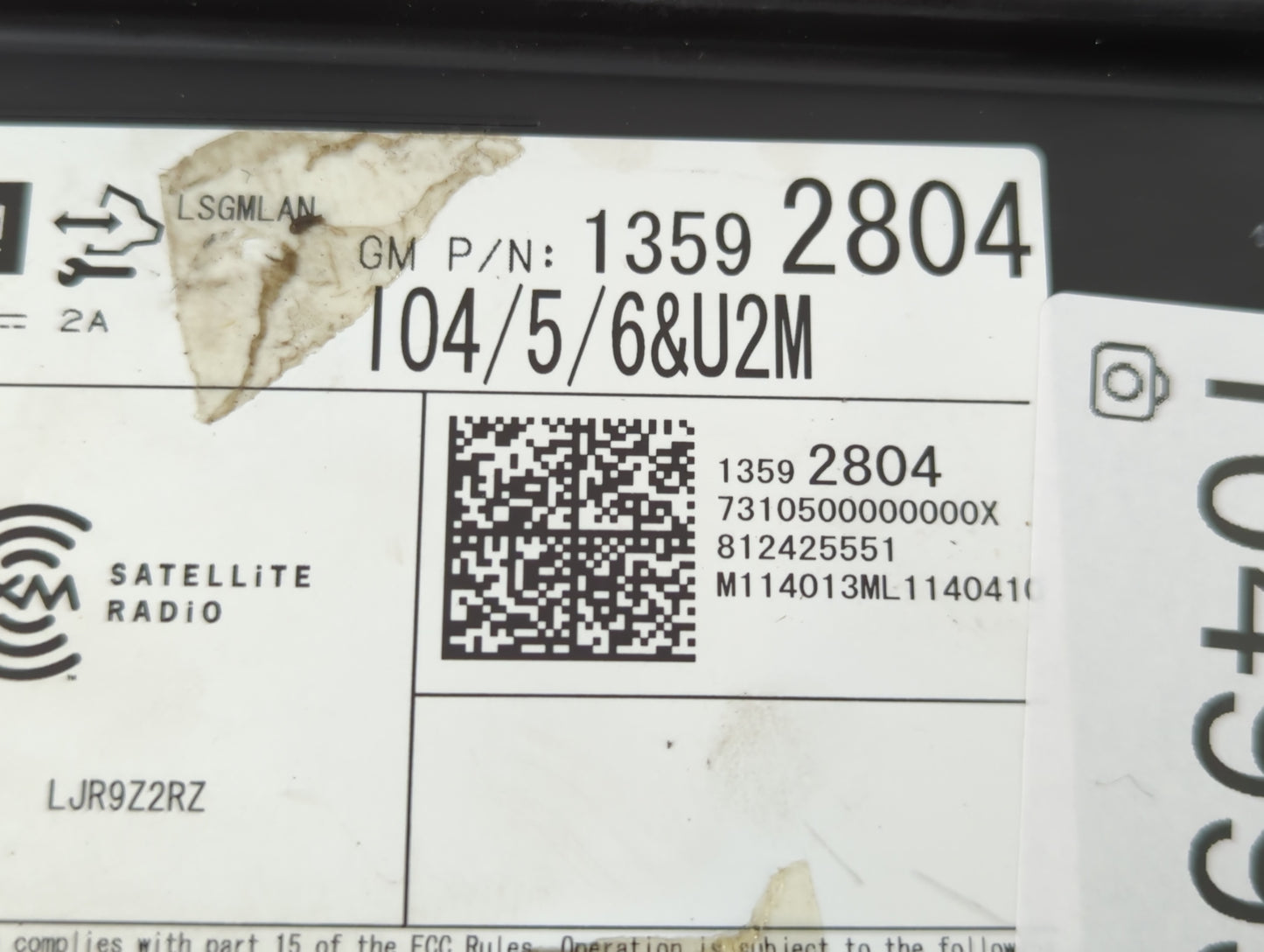 2013-2014 Cadillac Srx Radio AM FM Cd Player Receiver Replacement P/N:13592804 Fits Fits 2013 2014 OEM Used Auto Parts - Oem