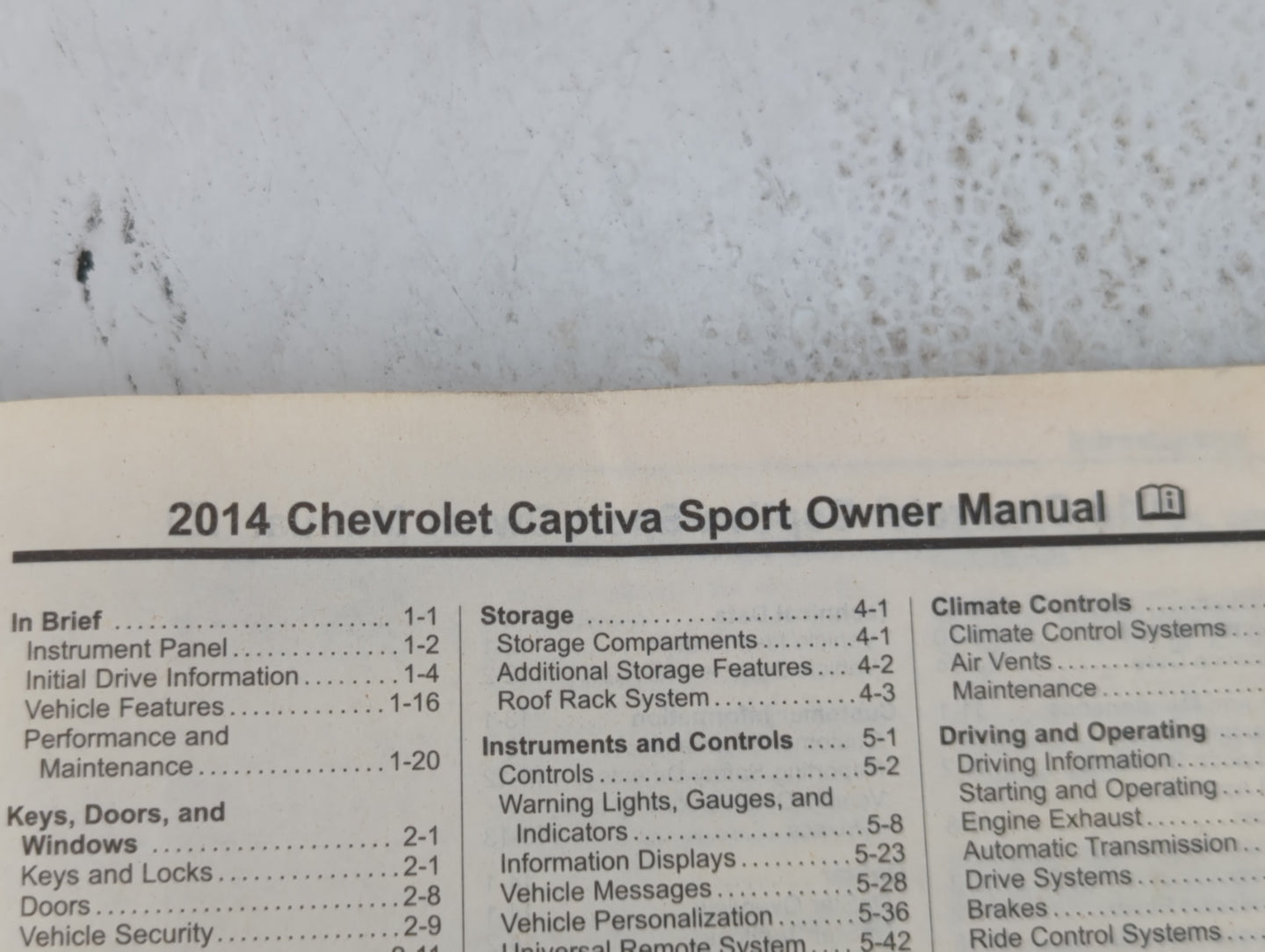 2014 Chevrolet Captiva Sport Owners Manual Book Guide OEM Used Auto Parts - Oemusedautoparts1.com