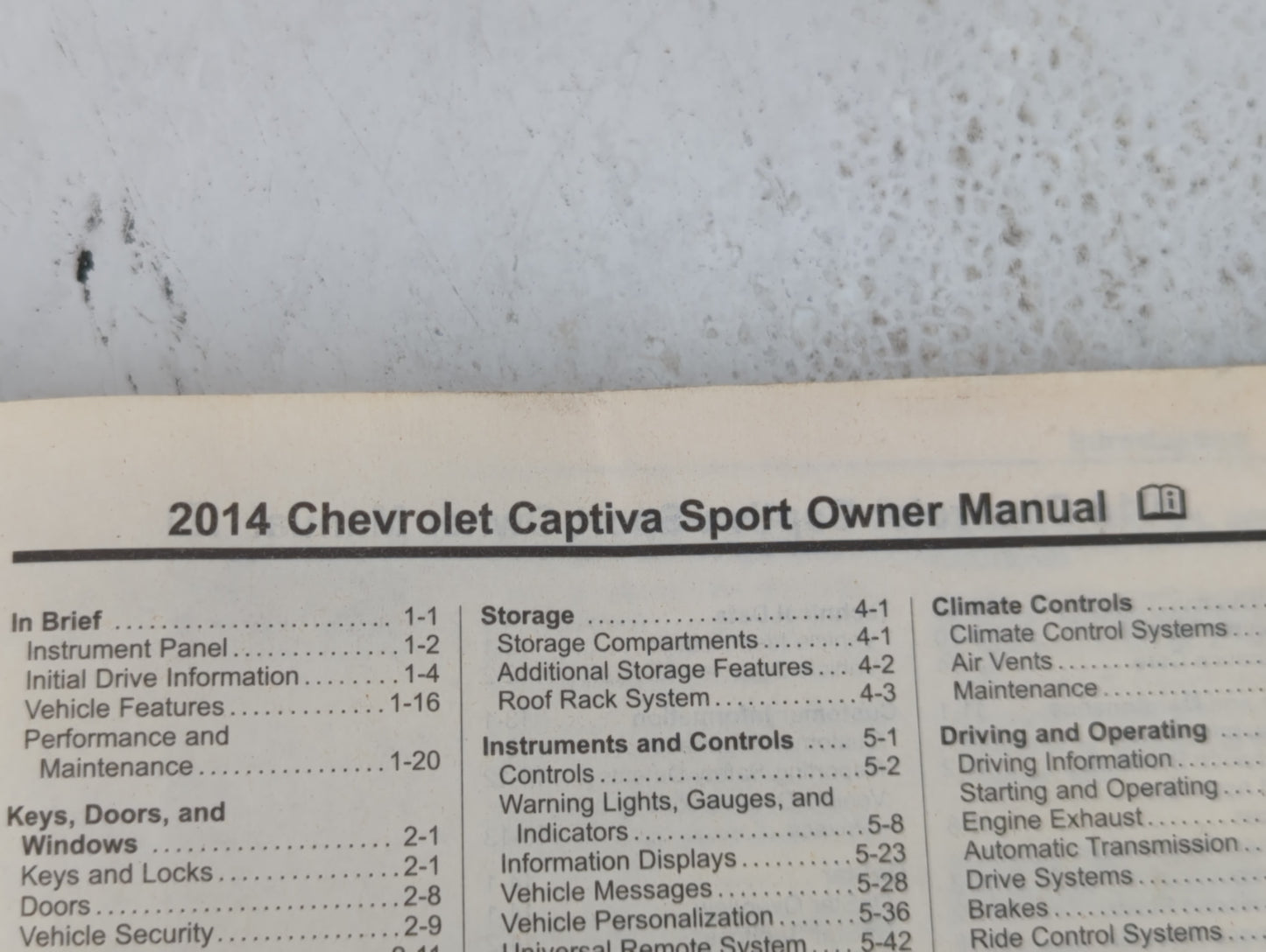 2014 Chevrolet Captiva Sport Owners Manual Book Guide OEM Used Auto Parts - Oemusedautoparts1.com