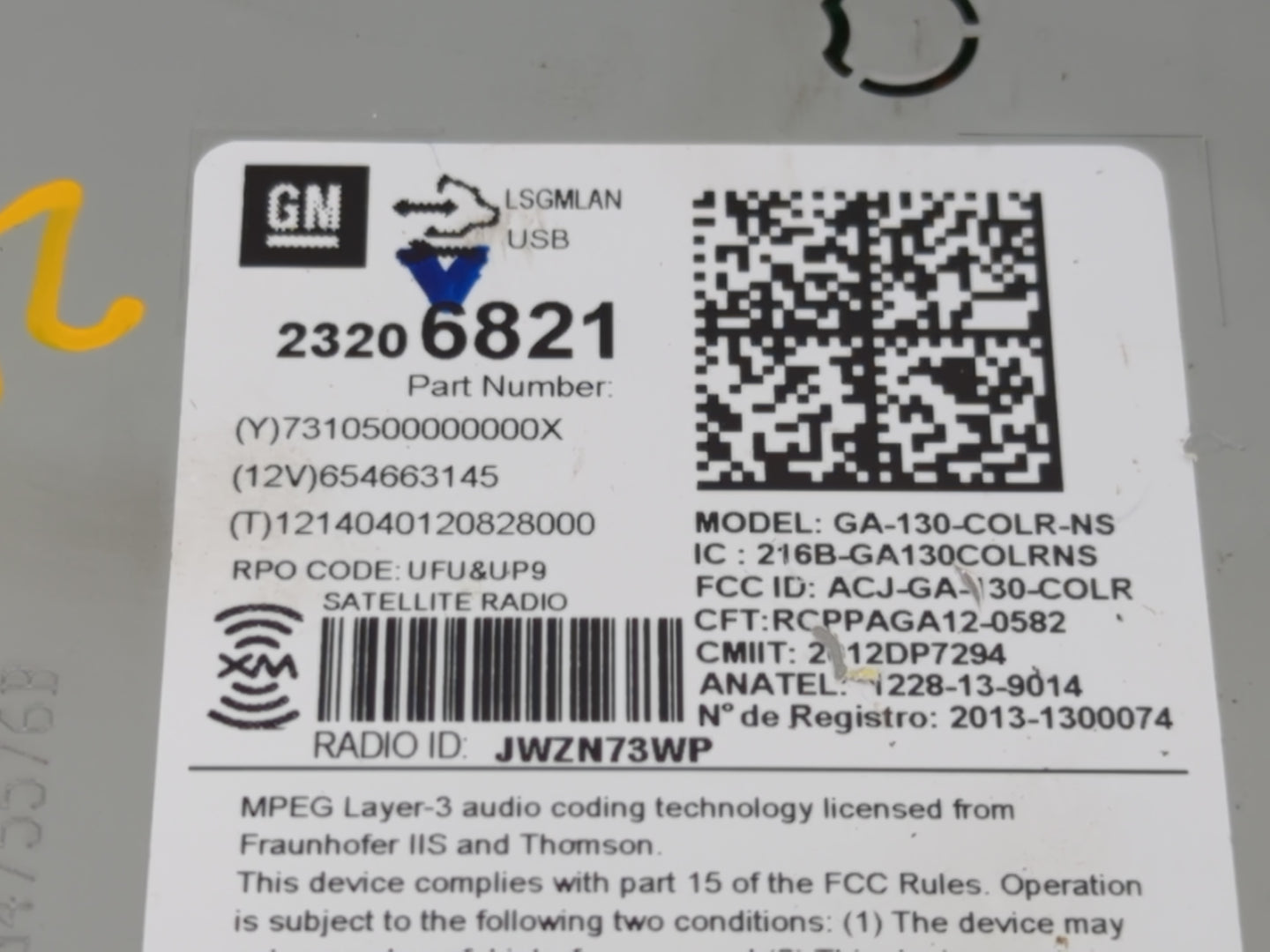 2014 Chevrolet Cruze Radio AM FM Cd Player Receiver Replacement P/N:23206821 Fits OEM Used Auto Parts - Oemusedautoparts1.co