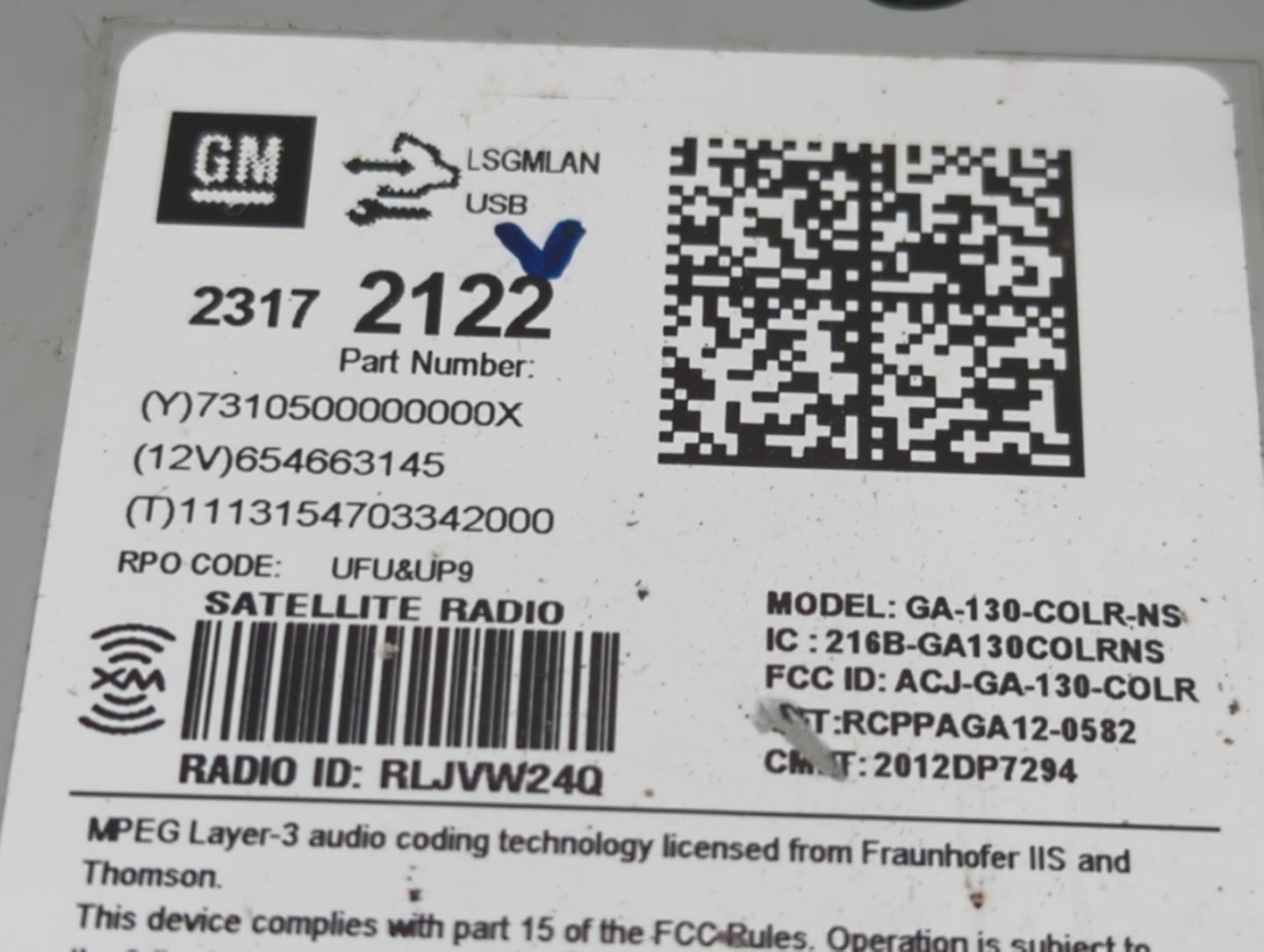 2014 Chevrolet Cruze Radio AM FM Cd Player Receiver Replacement P/N:23172122 Fits OEM Used Auto Parts - Oemusedautoparts1.co