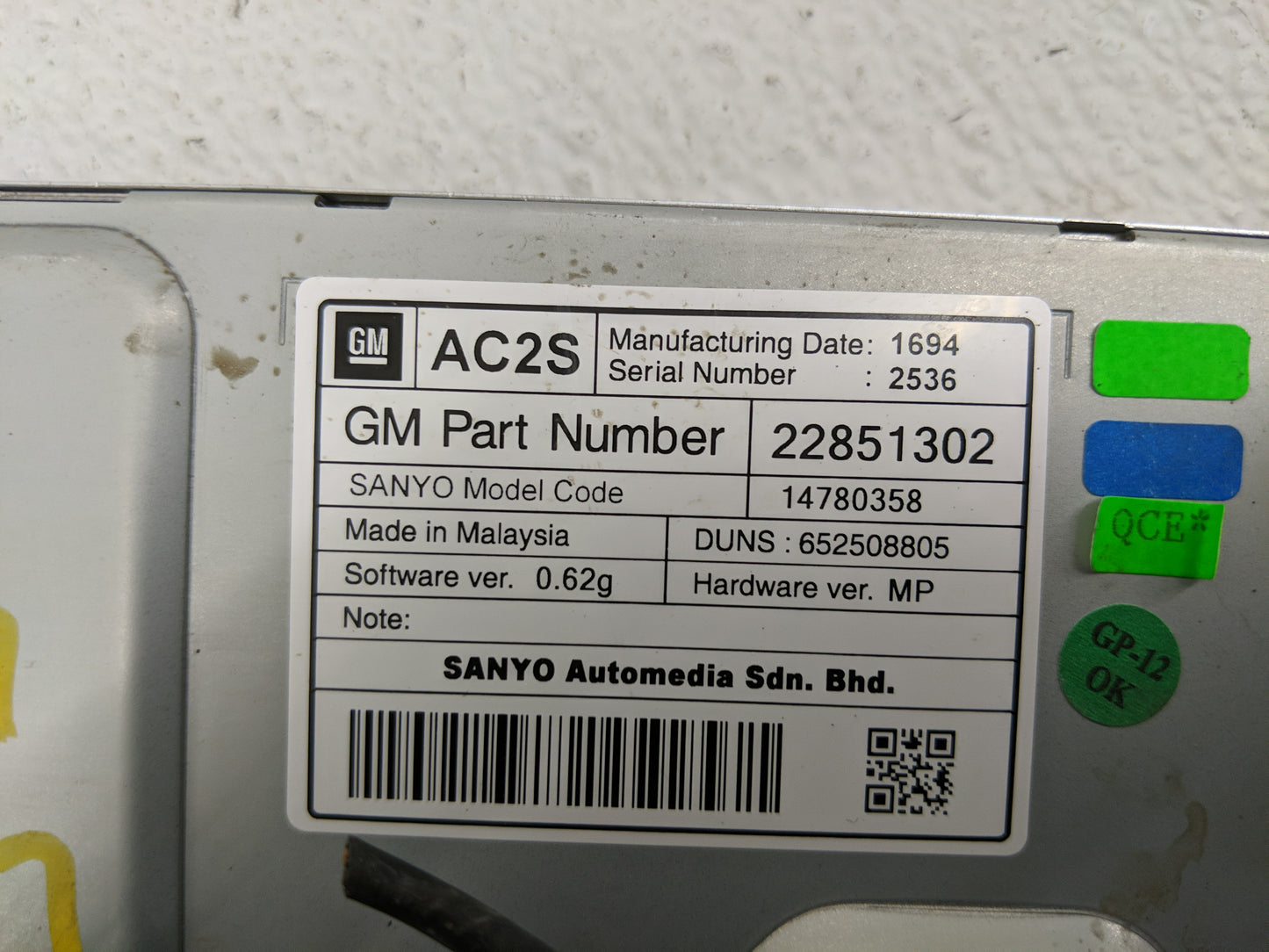 2014 Chevrolet Cruze Radio AM FM Cd Player Receiver Replacement P/N:22851302 Fits OEM Used Auto Parts - Oemusedautoparts1.co