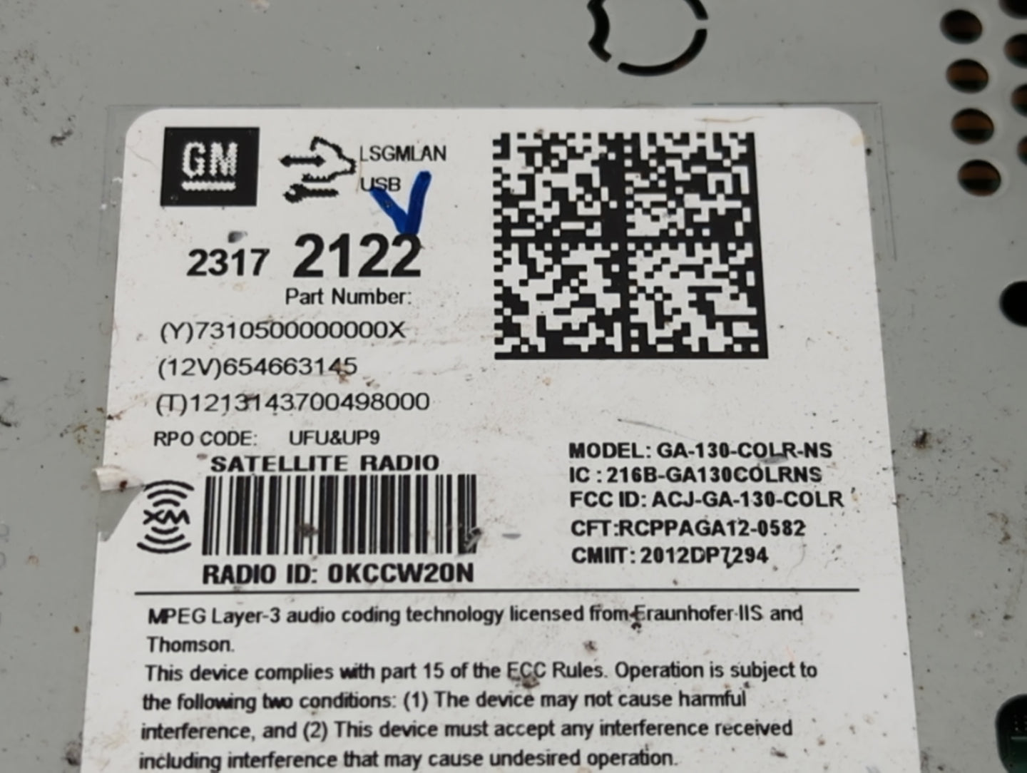2014 Chevrolet Cruze Radio AM FM Cd Player Receiver Replacement P/N:23172122 Fits OEM Used Auto Parts - Oemusedautoparts1.co
