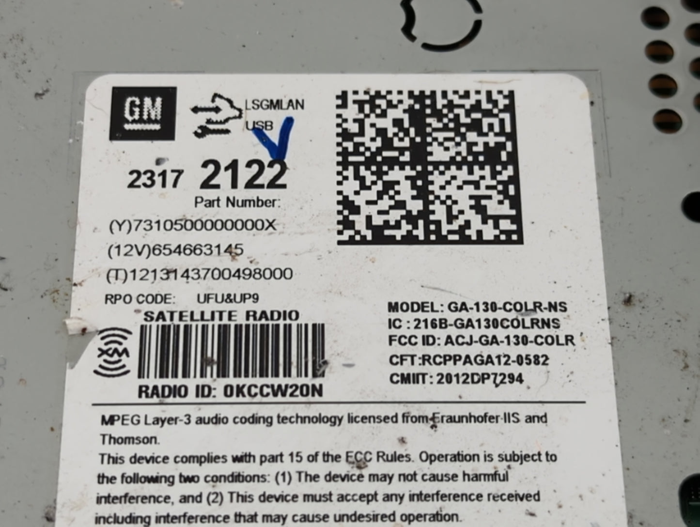 2014 Chevrolet Cruze Radio AM FM Cd Player Receiver Replacement P/N:23172122 Fits OEM Used Auto Parts - Oemusedautoparts1.co