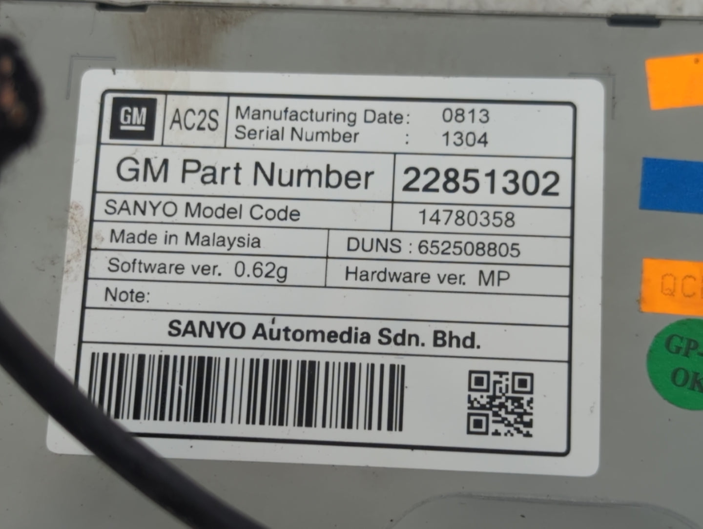 2014 Chevrolet Cruze Radio AM FM Cd Player Receiver Replacement P/N:22851302 Fits OEM Used Auto Parts - Oemusedautoparts1.co