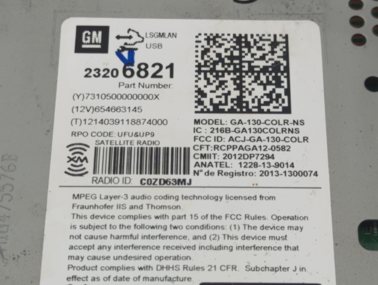 2014 Chevrolet Cruze Radio AM FM Cd Player Receiver Replacement P/N:23206821 Fits OEM Used Auto Parts - Oemusedautoparts1.co