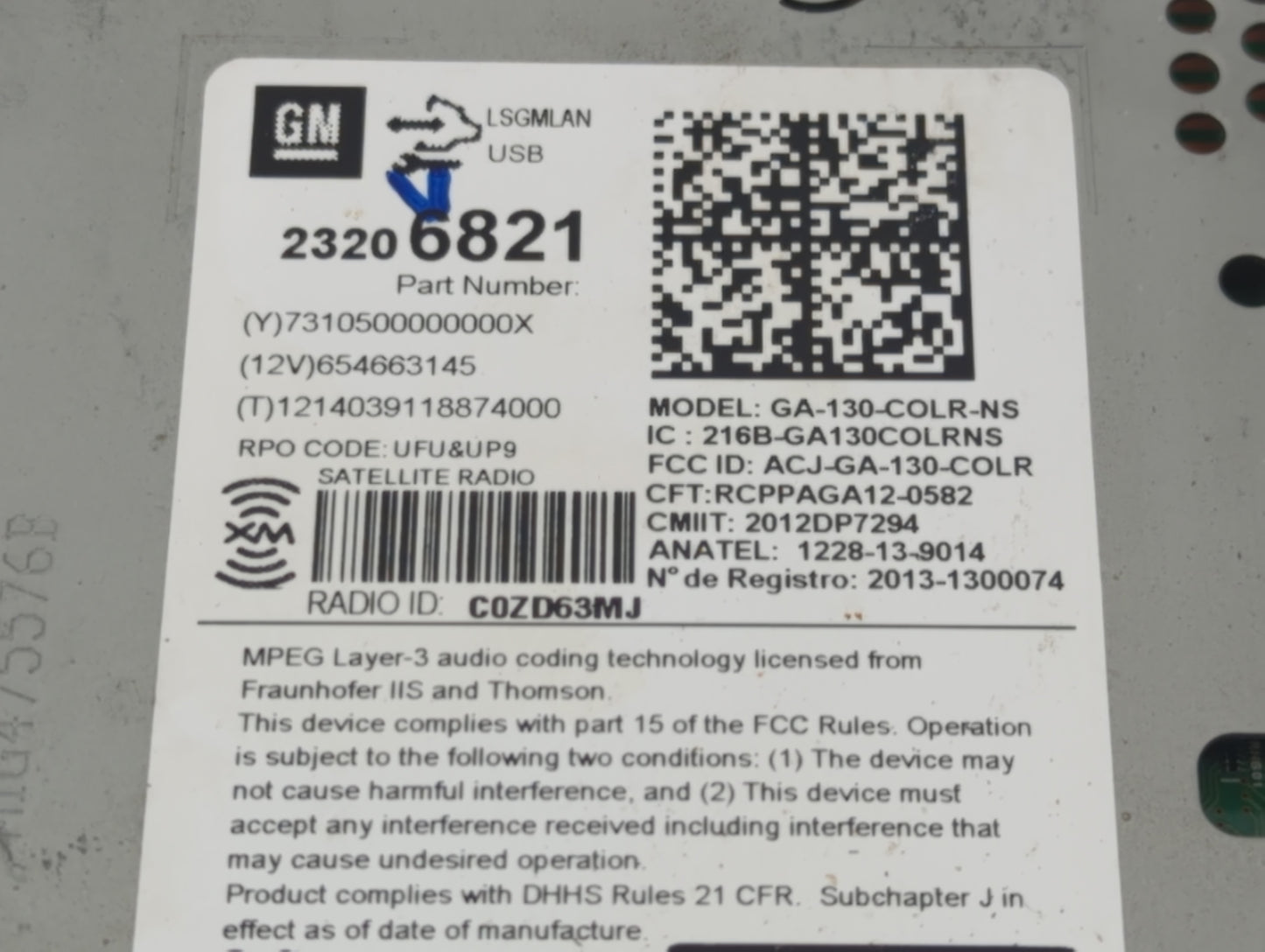 2014 Chevrolet Cruze Radio AM FM Cd Player Receiver Replacement P/N:23206821 Fits OEM Used Auto Parts - Oemusedautoparts1.co