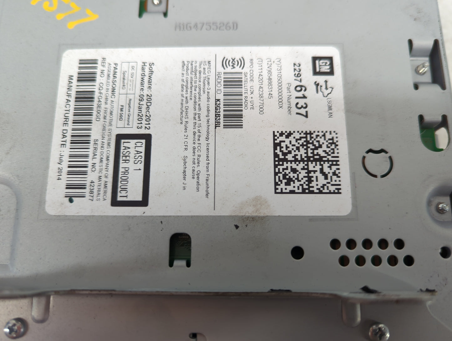 2014-2016 Chevrolet Cruze Radio AM FM Cd Player Receiver Replacement P/N:22976137 Fits Fits 2014 2015 2016 2017 OEM Used Aut