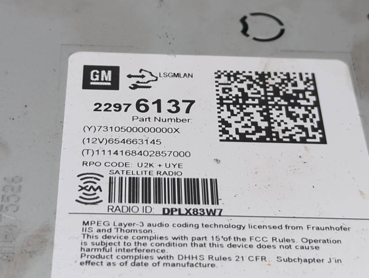 2013-2016 Chevrolet Cruze Radio AM FM Cd Player Receiver Replacement P/N:22976137 Fits Fits 2013 2014 2015 2016 OEM Used Aut