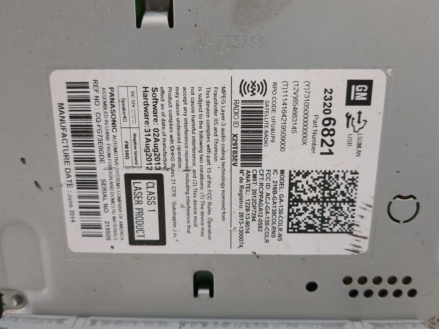 2014-2016 Chevrolet Cruze Radio AM FM Cd Player Receiver Replacement P/N:23206821 Fits Fits 2014 2015 2016 2017 OEM Used Aut