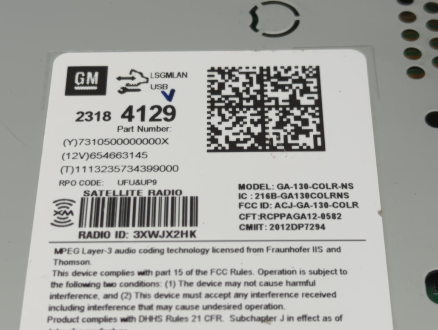 2014-2016 Chevrolet Cruze Radio AM FM Cd Player Receiver Replacement P/N:23184129 Fits Fits 2014 2015 2016 2017 OEM Used Aut