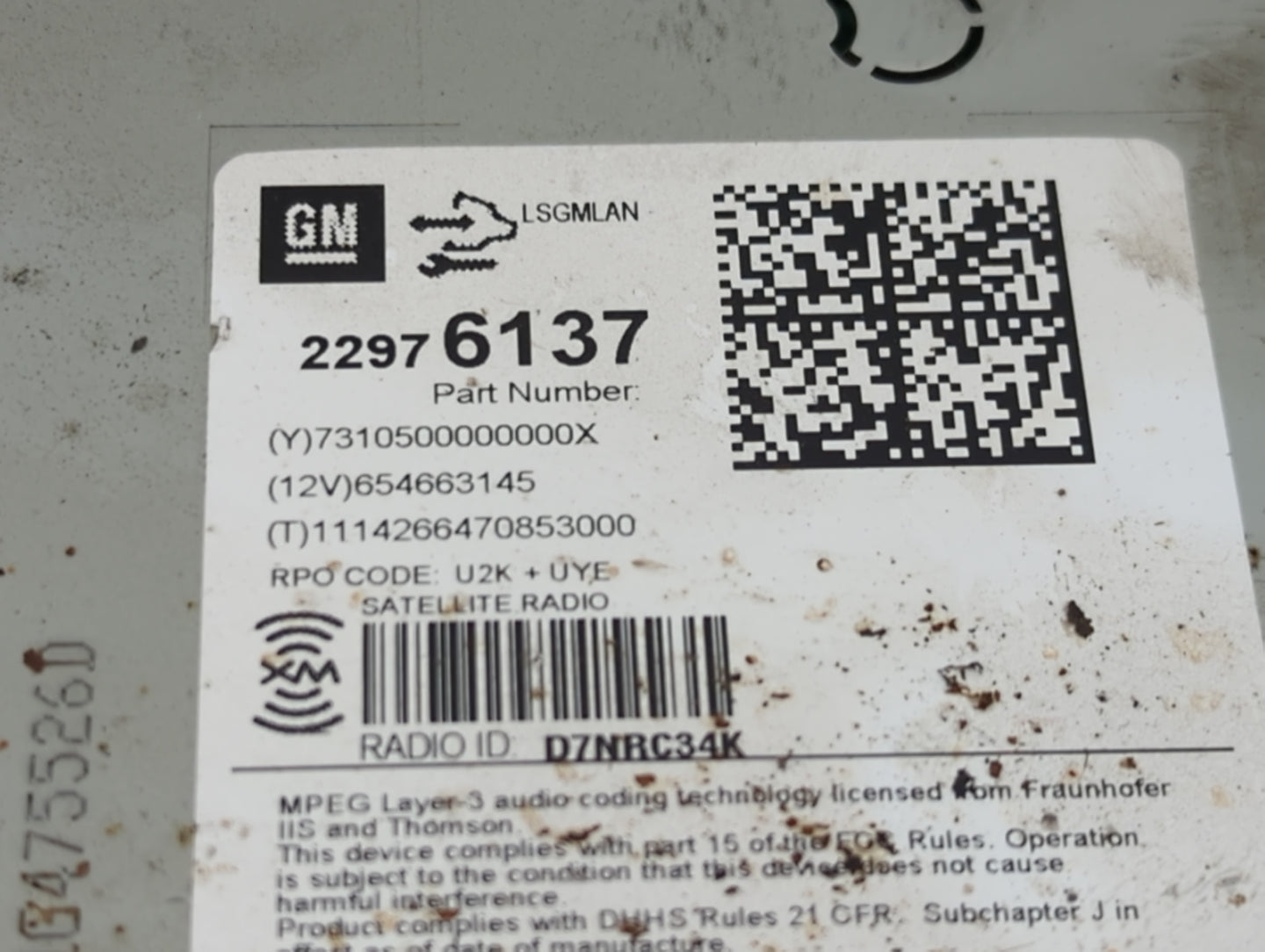 2013-2016 Chevrolet Cruze Radio AM FM Cd Player Receiver Replacement P/N:22976137 654663145 Fits Fits 2013 2014 2015 2016 OE