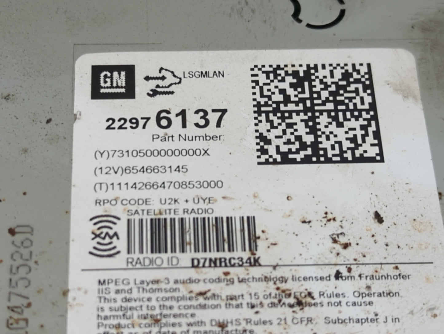 2013-2016 Chevrolet Cruze Radio AM FM Cd Player Receiver Replacement P/N:22976137 654663145 Fits Fits 2013 2014 2015 2016 OE