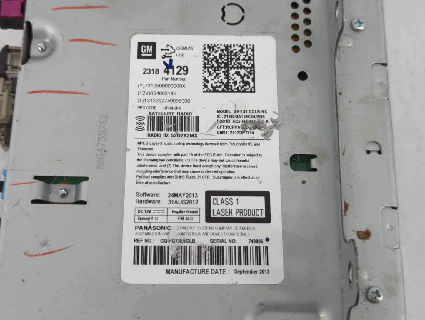 2014 Chevrolet Cruze Radio AM FM Cd Player Receiver Replacement P/N:23184129 Fits OEM Used Auto Parts - Oemusedautoparts1.co