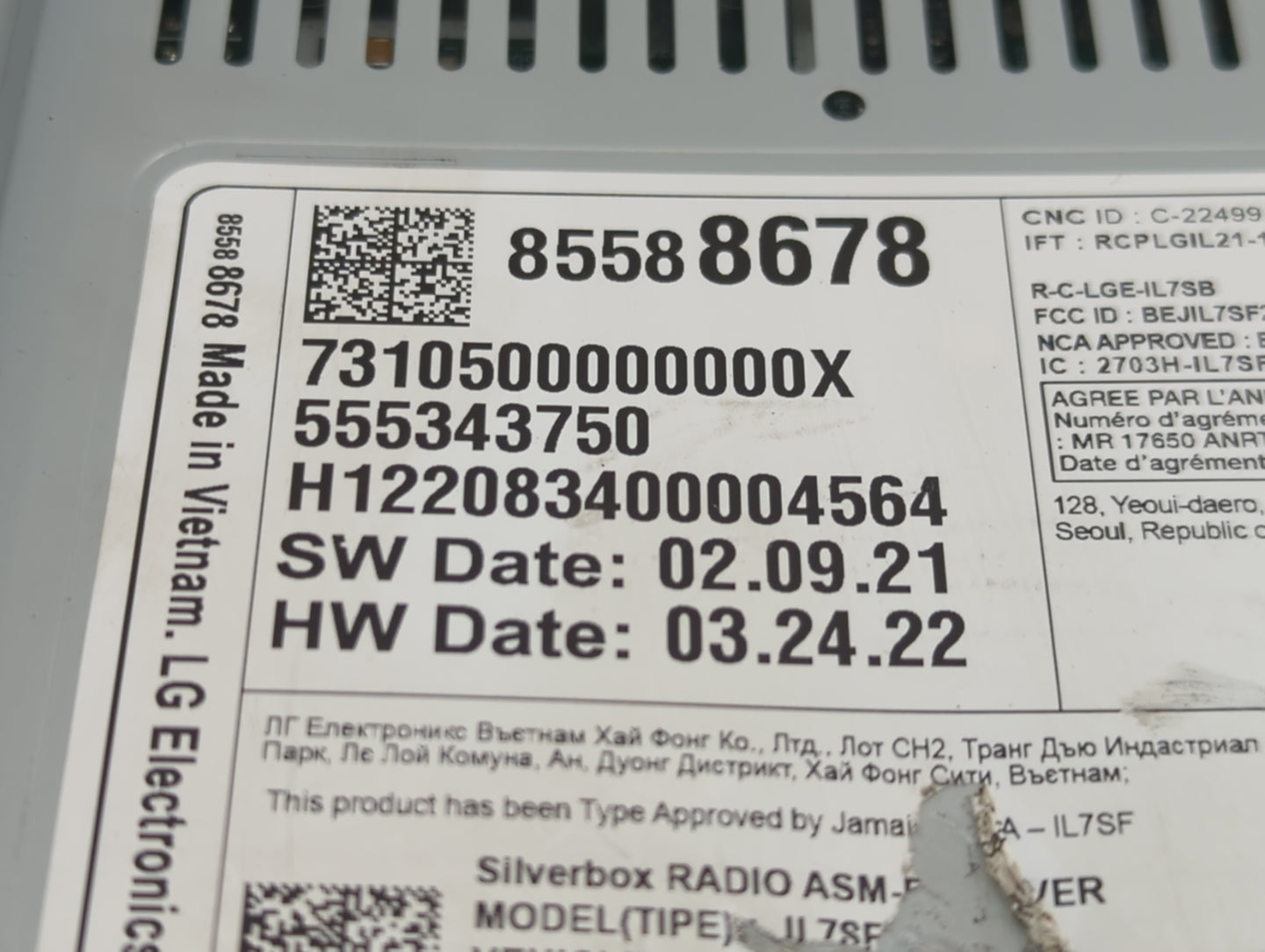 2014 Chevrolet Equinox Radio AM FM Cd Player Receiver Replacement P/N:85588678 7310500000000X, 555343750, H122083400004564 F