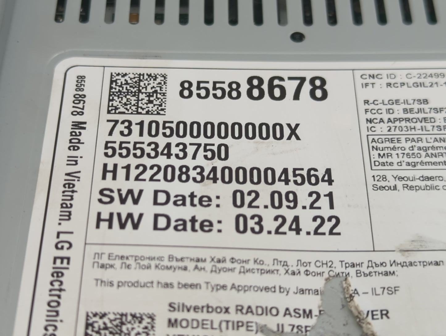 2014 Chevrolet Equinox Radio AM FM Cd Player Receiver Replacement P/N:85588678 7310500000000X, 555343750, H122083400004564 F