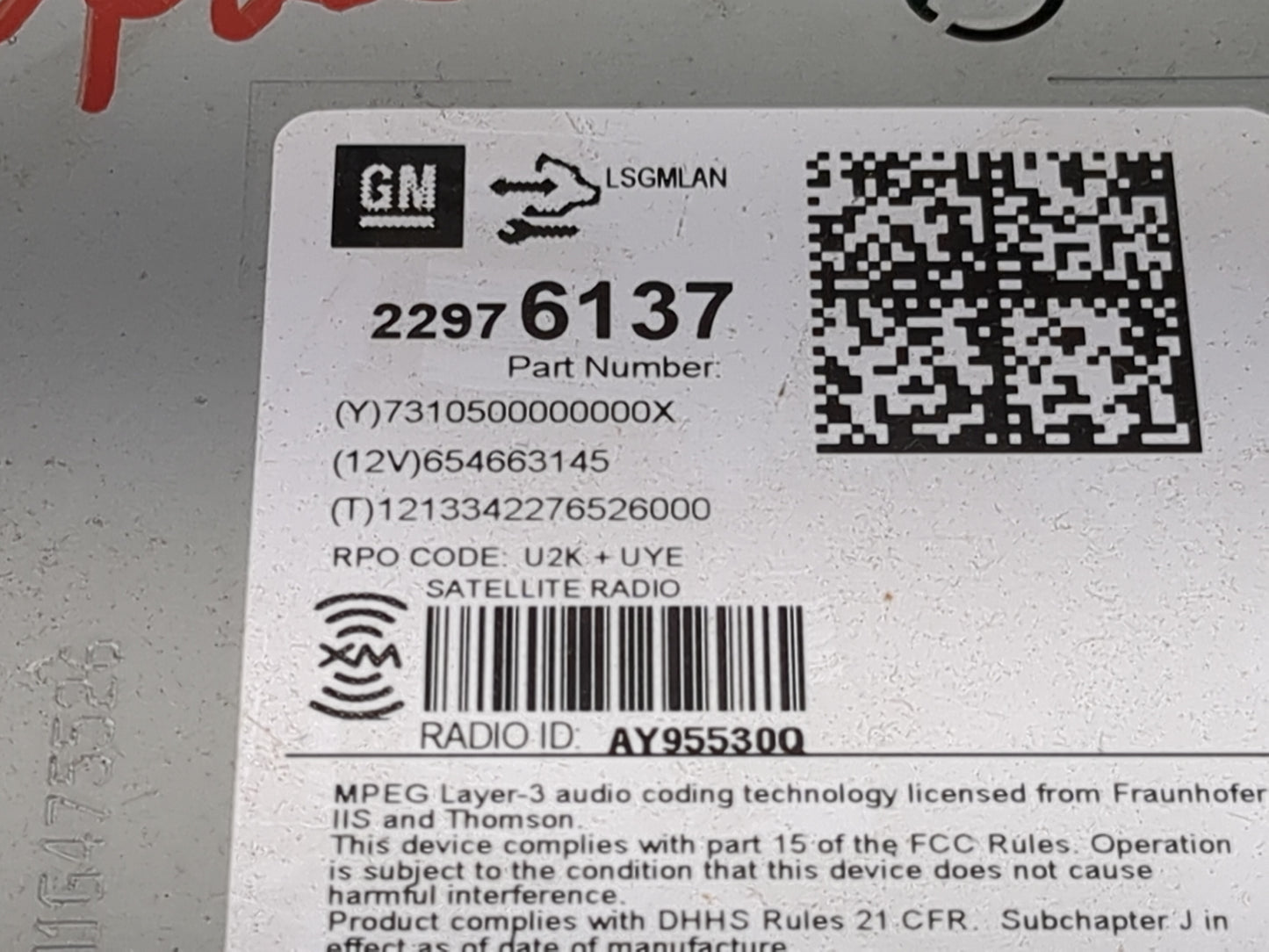 2014-2015 Chevrolet Equinox Radio AM FM Cd Player Receiver Replacement P/N:22976137 Fits Fits 2014 2015 2016 2017 OEM Used A
