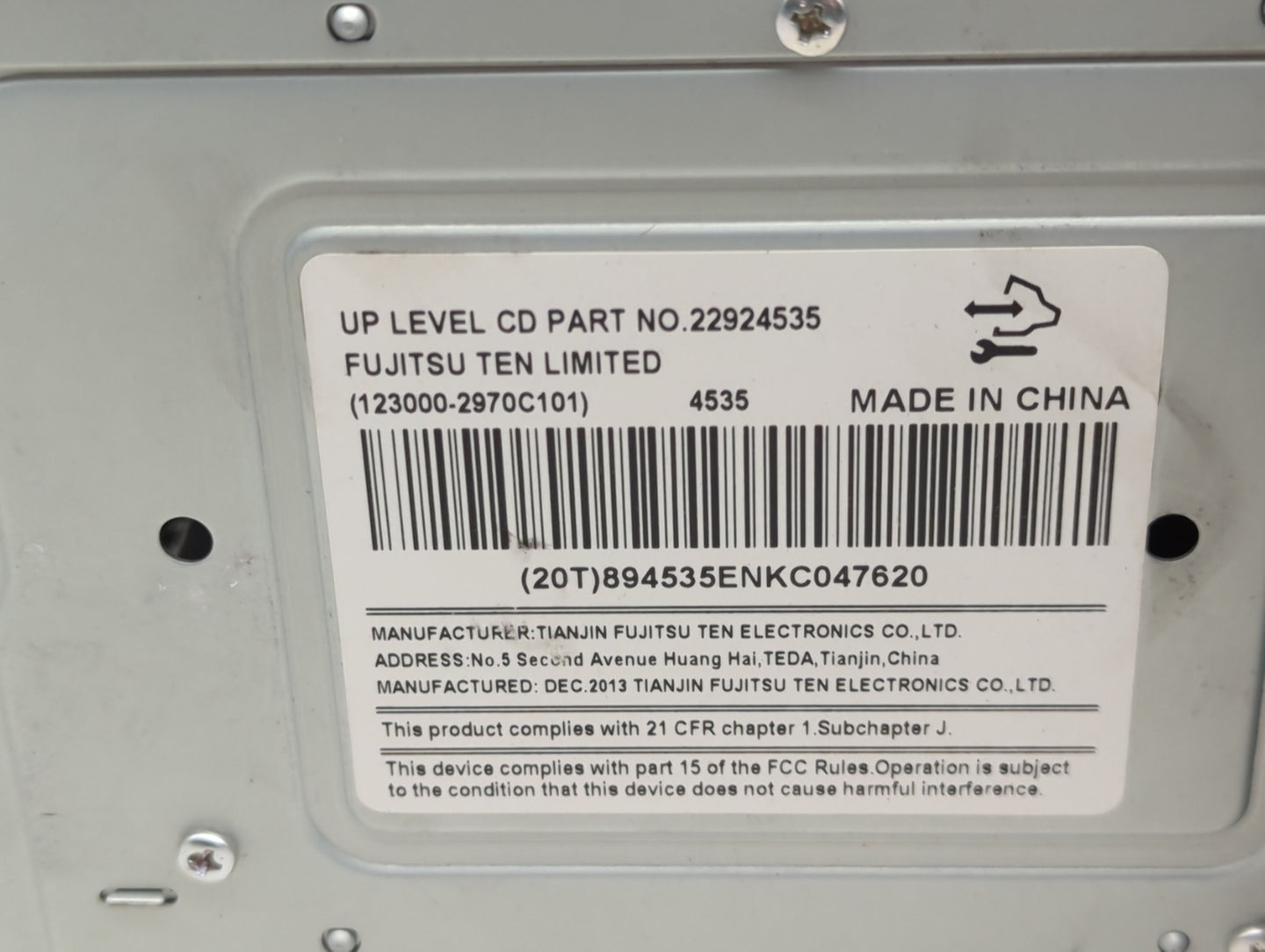 2013-2016 Chevrolet Impala Radio AM FM Cd Player Receiver Replacement P/N:22924535 Fits Fits 2013 2014 2015 2016 OEM Used Au