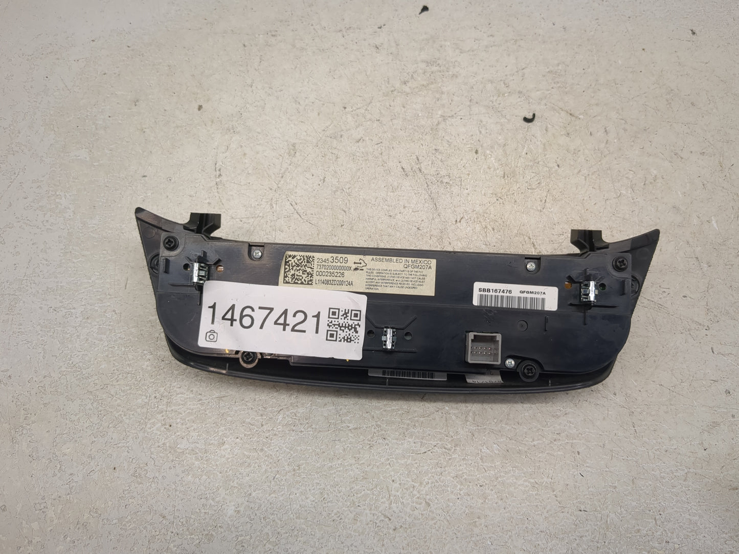 2014 Chevrolet Impala Climate Control Module Temperature AC/Heater Replacement P/N:23453509 SBB167476, QFGM207A Fits OEM Use
