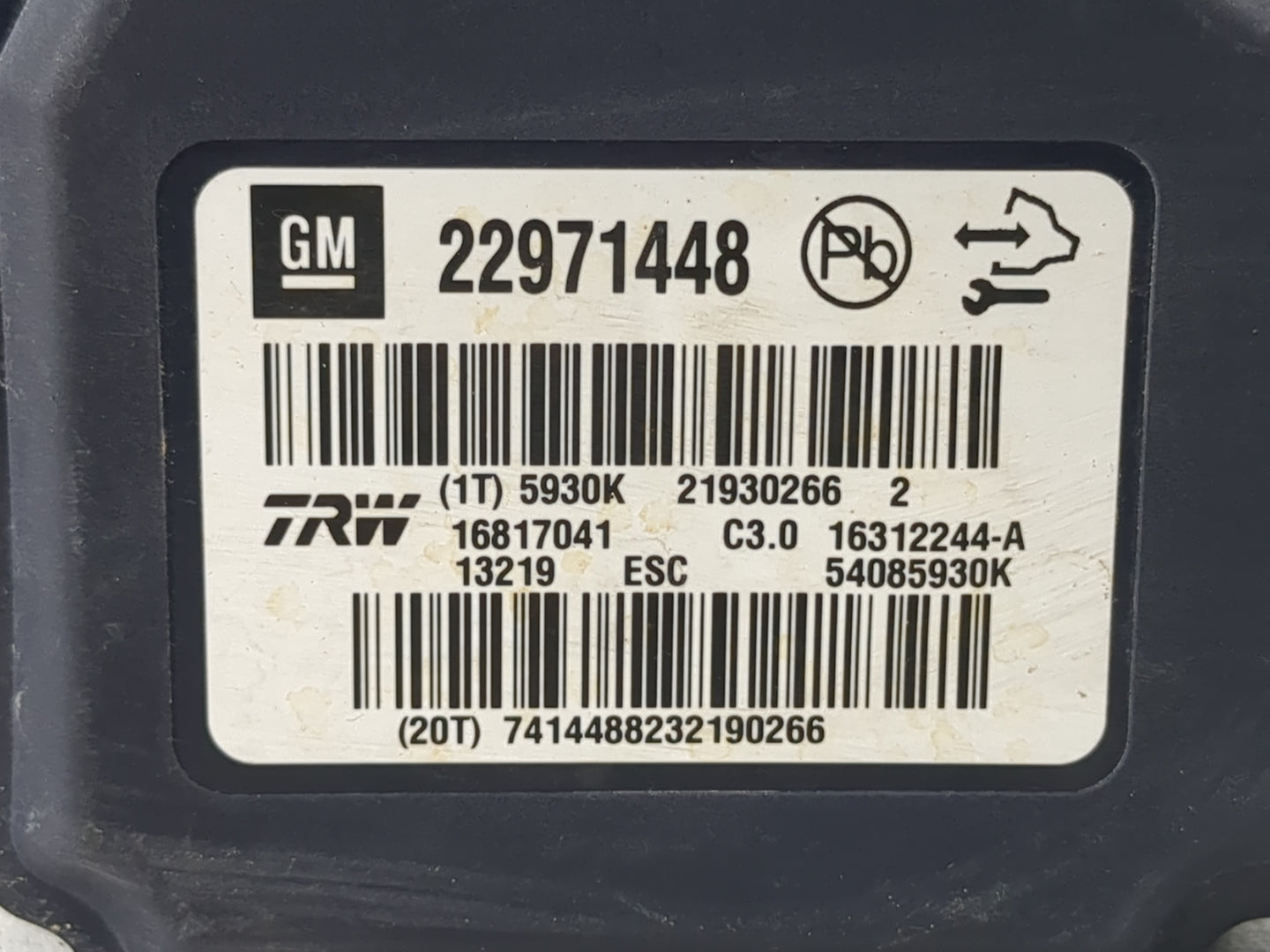 2013-2016 Chevrolet Malibu ABS Pump Control Module Replacement P/N:22971448 Fits Fits 2012 2013 2014 2015 2016 OEM Used Auto