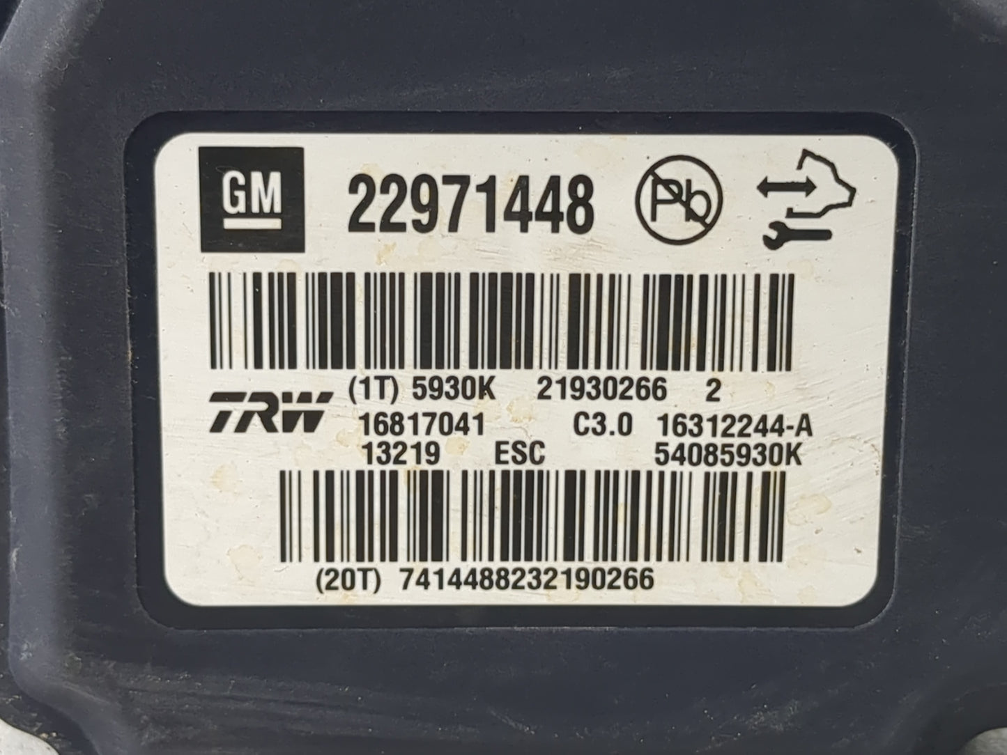 2013-2016 Chevrolet Malibu ABS Pump Control Module Replacement P/N:22971448 Fits Fits 2012 2013 2014 2015 2016 OEM Used Auto