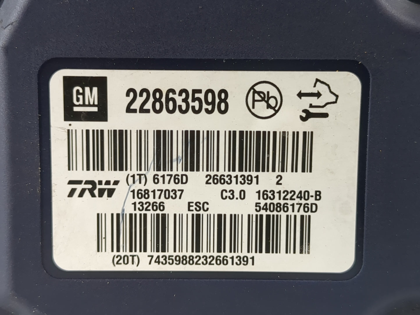 2013-2016 Chevrolet Malibu ABS Pump Control Module Replacement P/N:22863598 Fits Fits 2012 2013 2014 2015 2016 OEM Used Auto