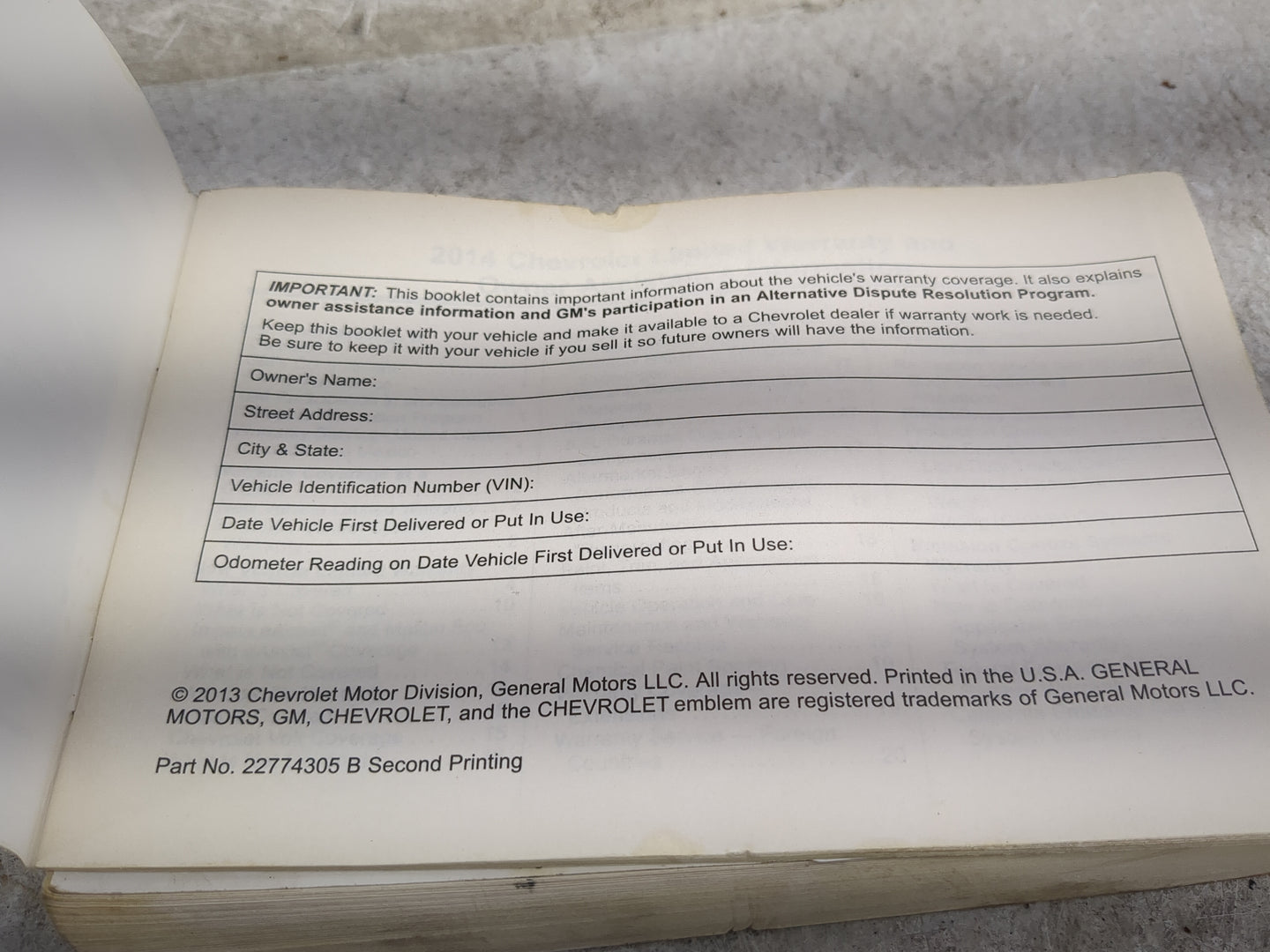 2014 Chevrolet Malibu Owners Manual Book Guide OEM Used Auto Parts - Oemusedautoparts1.com