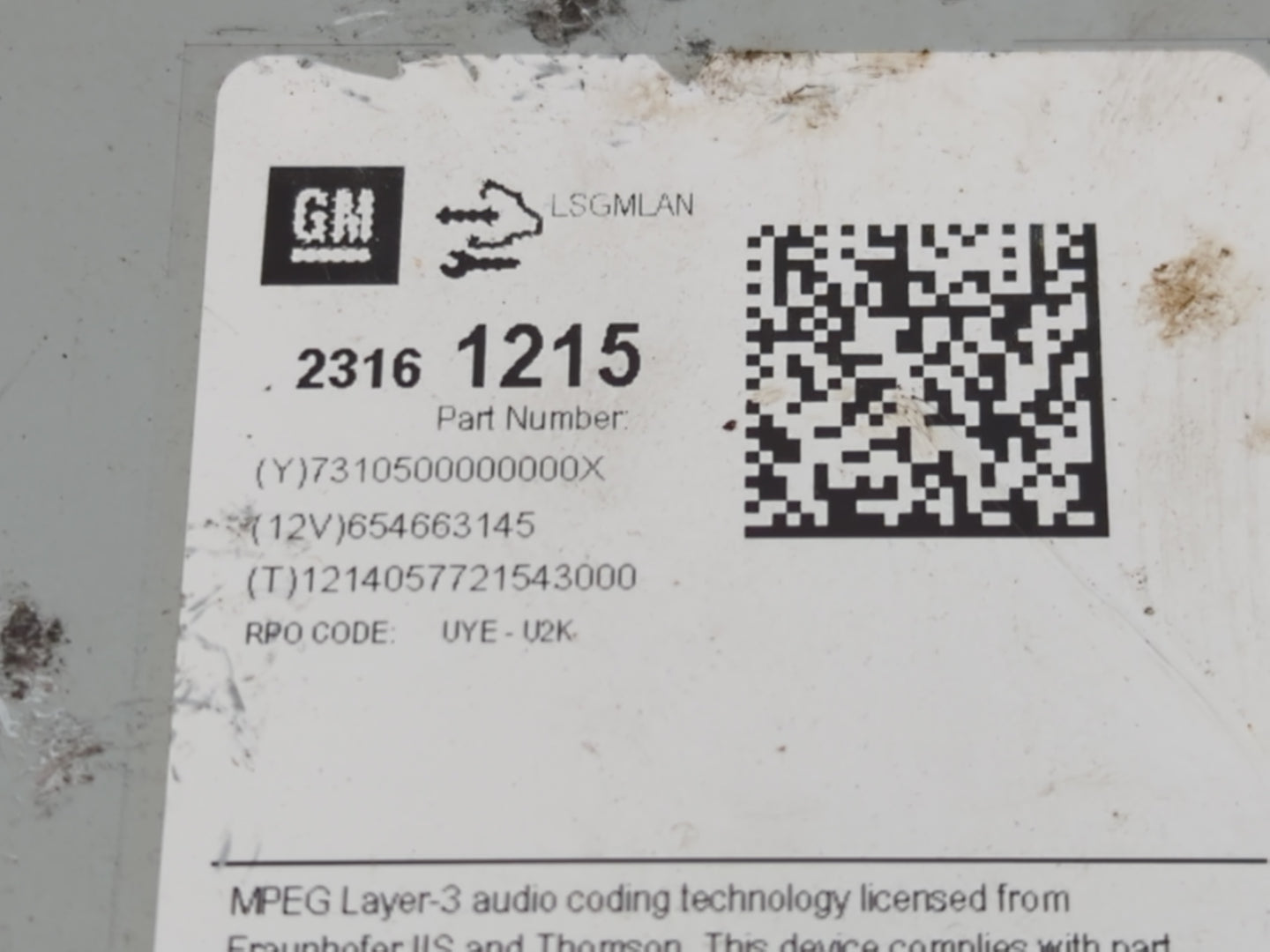 2014-2016 Chevrolet Malibu Radio AM FM Cd Player Receiver Replacement P/N:2316 1215 Fits Fits 2014 2015 2016 OEM Used Auto P