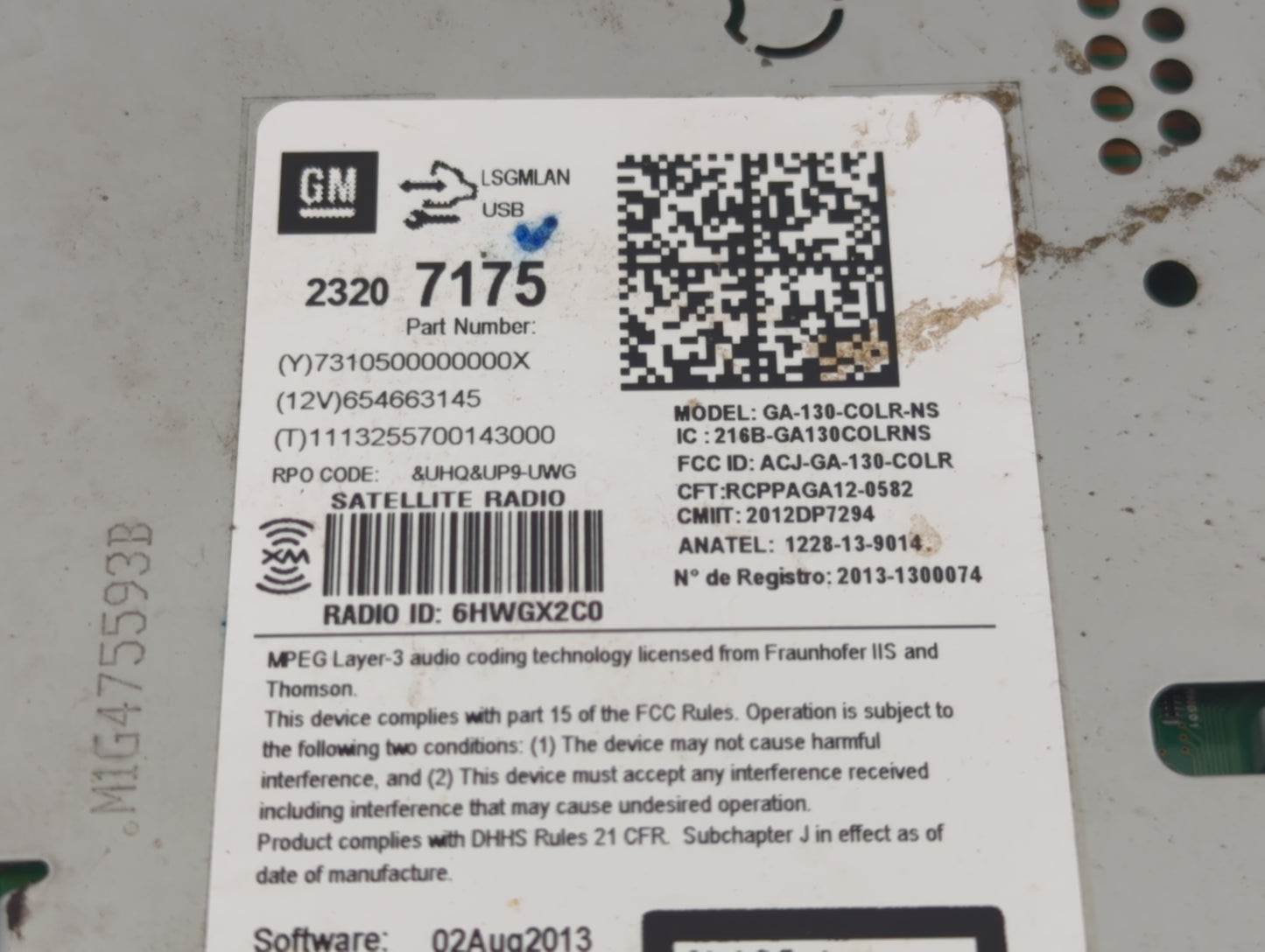2014-2016 Chevrolet Malibu Radio AM FM Cd Player Receiver Replacement P/N:23207175 Fits Fits 2014 2015 2016 OEM Used Auto Pa