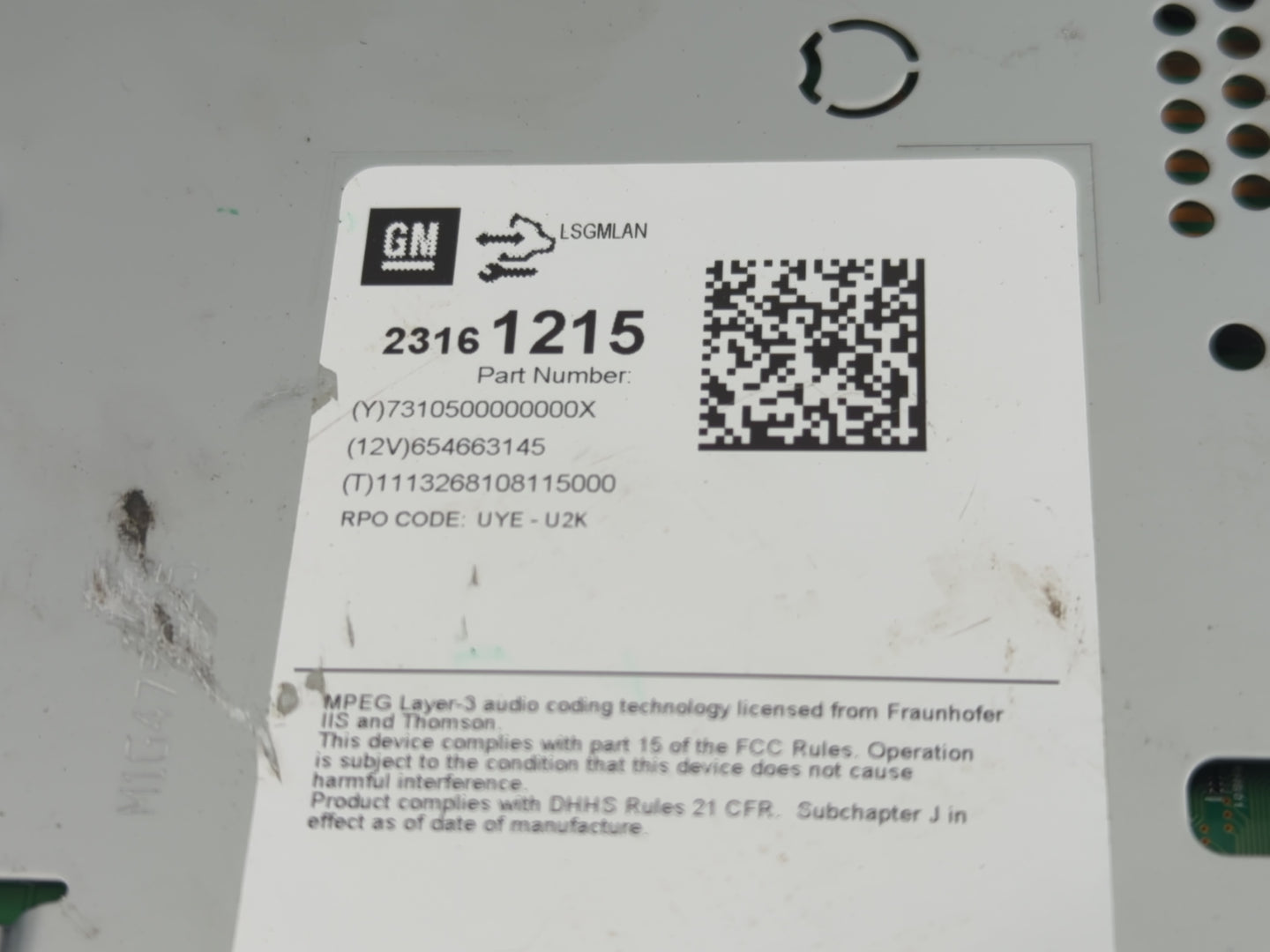 2014-2016 Chevrolet Malibu Radio AM FM Cd Player Receiver Replacement P/N:23161215 Fits Fits 2014 2015 2016 OEM Used Auto Pa