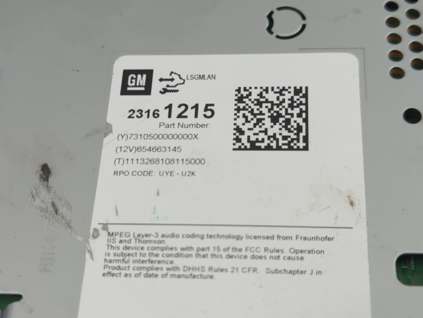 2014-2016 Chevrolet Malibu Radio AM FM Cd Player Receiver Replacement P/N:23161215 Fits Fits 2014 2015 2016 OEM Used Auto Pa
