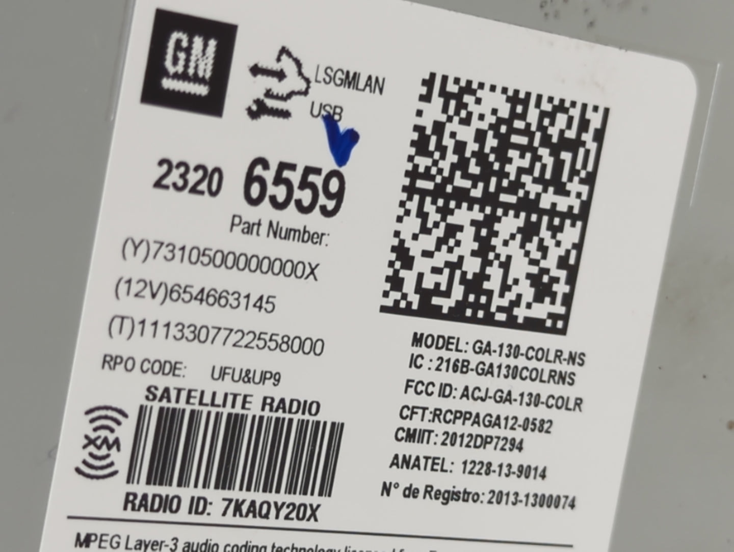 2014-2016 Chevrolet Malibu Radio AM FM Cd Player Receiver Replacement P/N:23206559 GA-130-COLR-NS Fits Fits 2014 2015 2016 O