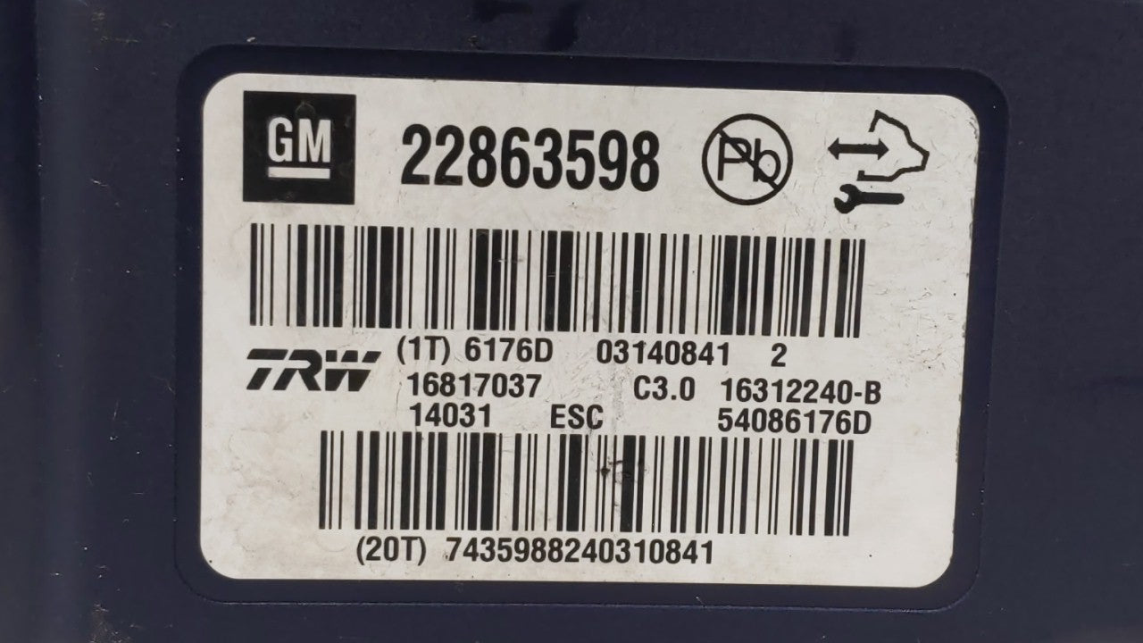 2013-2016 Chevrolet Malibu ABS Pump Control Module Replacement P/N:22888501 22863598, 22971448 Fits Fits 2012 2013 2014 2015