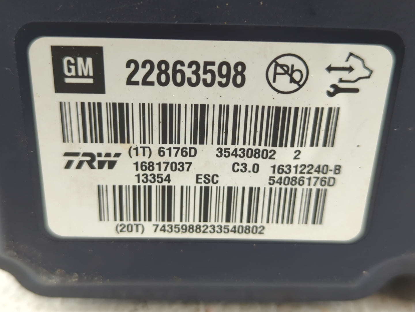 2013-2016 Chevrolet Malibu ABS Pump Control Module Replacement P/N:22863598 Fits Fits 2012 2013 2014 2015 2016 OEM Used Auto