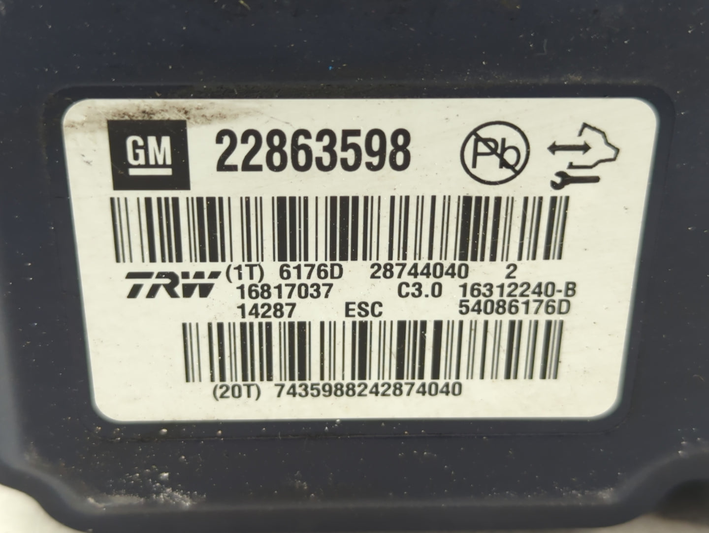 2013-2016 Chevrolet Malibu ABS Pump Control Module Replacement P/N:22863598 Fits Fits 2012 2013 2014 2015 2016 OEM Used Auto