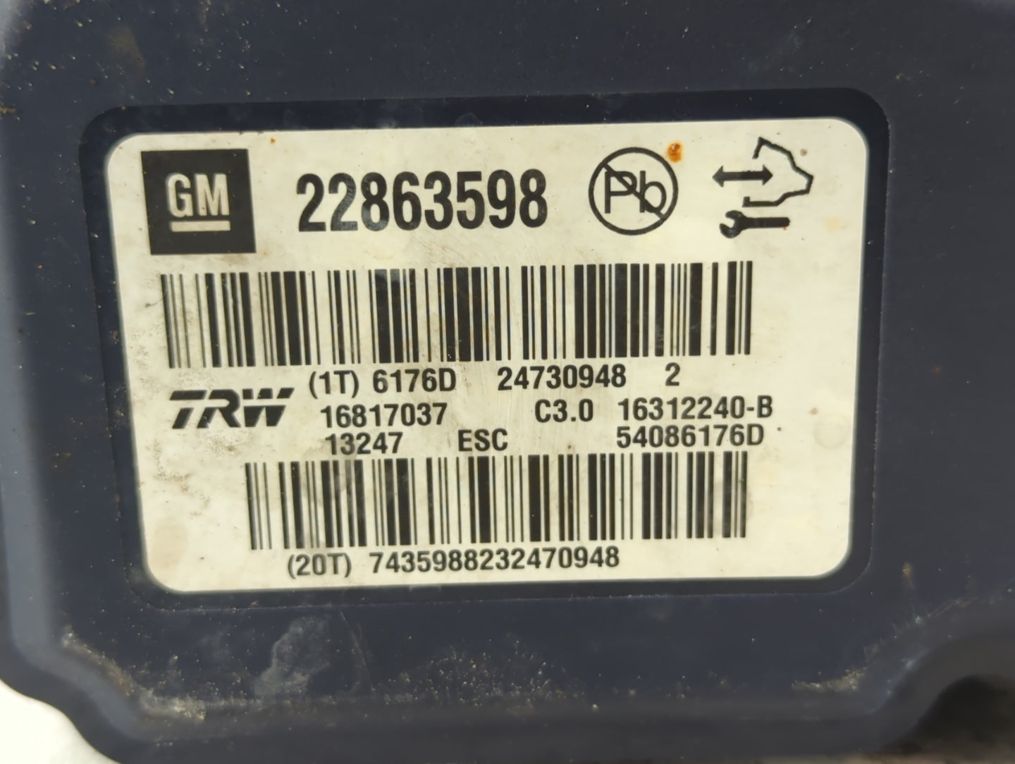 2014 Chevrolet Malibu ABS Pump Control Module Replacement P/N:22863598 Fits OEM Used Auto Parts - Oemusedautoparts1.com