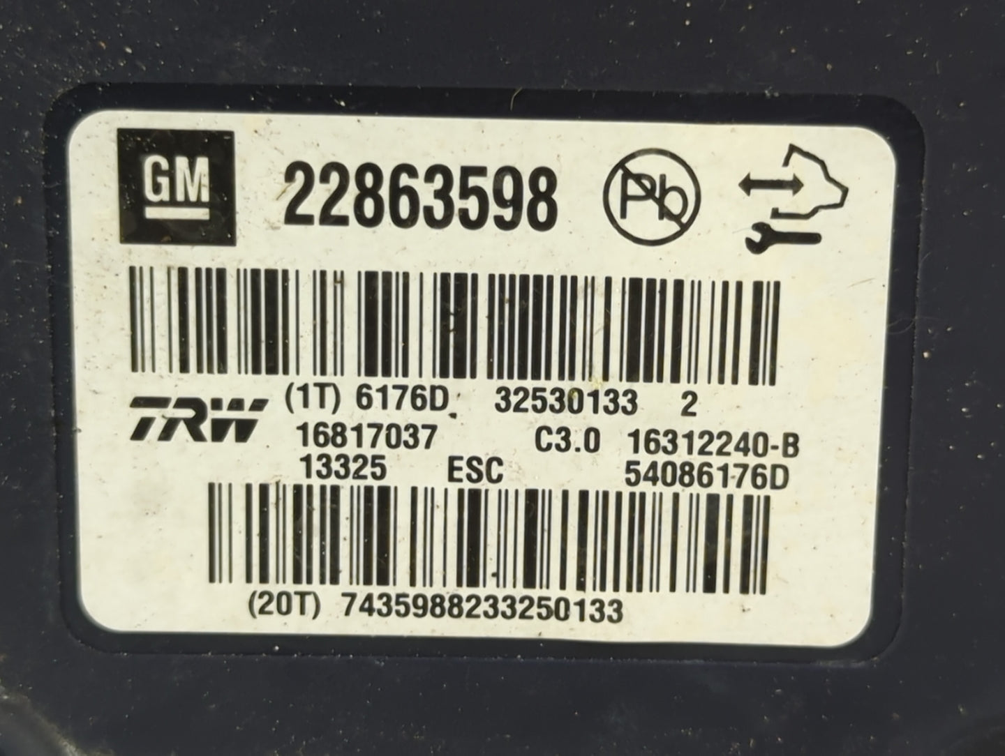 2013-2016 Chevrolet Malibu ABS Pump Control Module Replacement P/N:22863598 Fits Fits 2012 2013 2014 2015 2016 OEM Used Auto