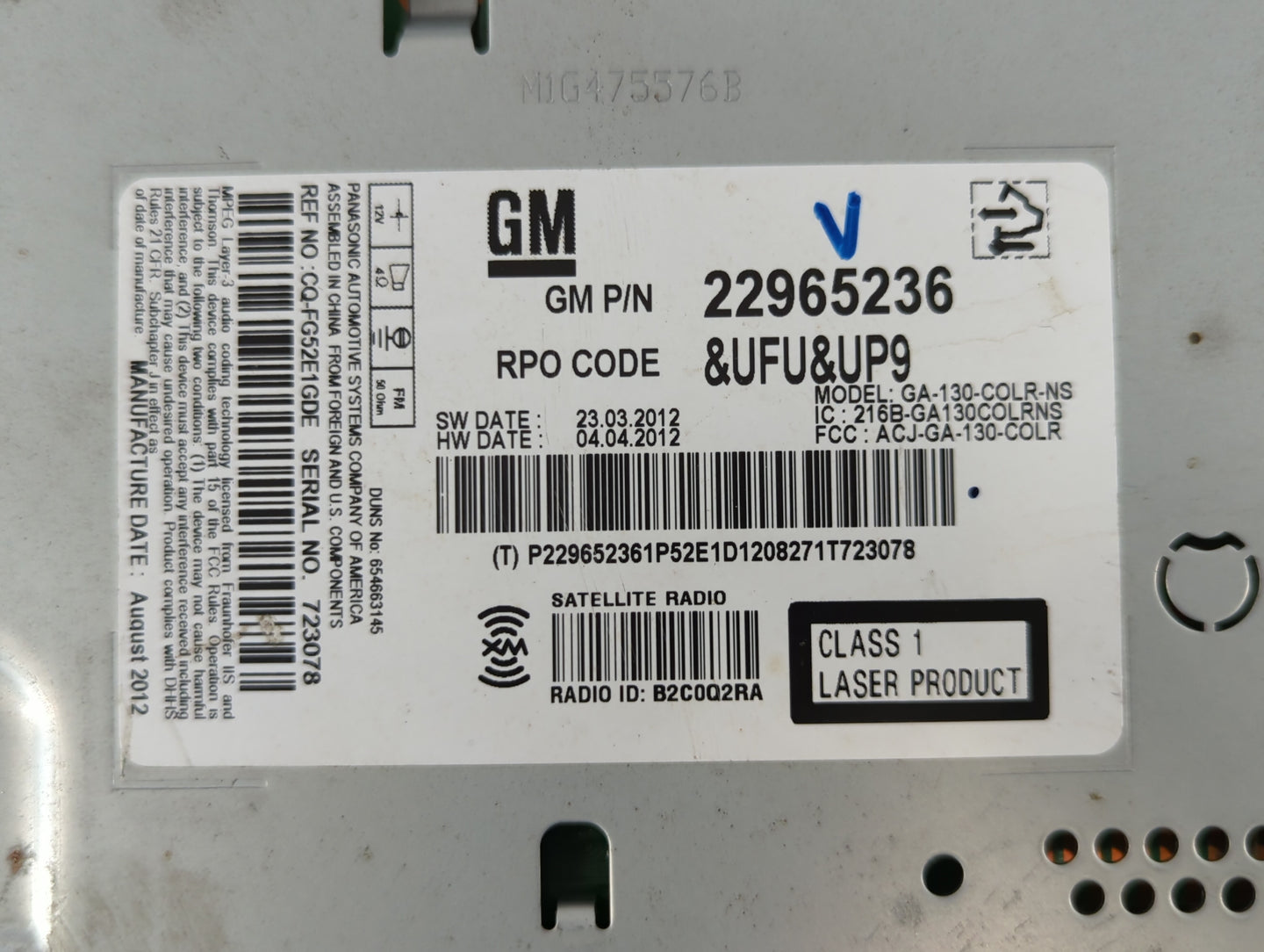 2014-2016 Chevrolet Malibu Radio AM FM Cd Player Receiver Replacement P/N:22965236 Fits Fits 2014 2015 2016 OEM Used Auto Pa