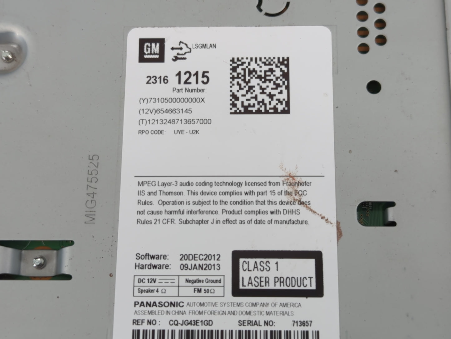 2014-2016 Chevrolet Malibu Am Fm Cd Player Radio Receiver - Oemusedautoparts1.com