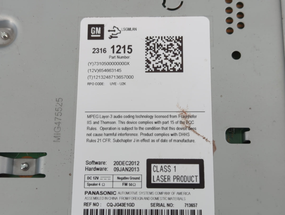 2014-2016 Chevrolet Malibu Am Fm Cd Player Radio Receiver 719743 - Oemusedautoparts1.com