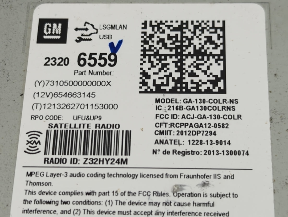 2014-2016 Chevrolet Malibu Radio AM FM Cd Player Receiver Replacement P/N:23206559 Fits Fits 2014 2015 2016 OEM Used Auto Pa